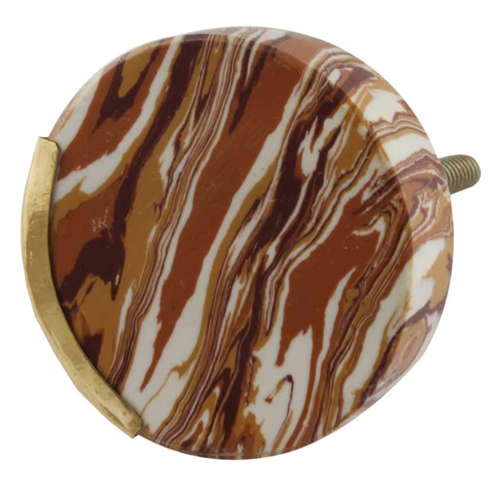 20 Pack Round Brown Marble Cabinet Knobs - Decorative Stone Drawer Pulls for Dresser, Luxury Door Handles, Unique Home Decor | Perfect for Kitchen Cabinets, Bathroom Vanities & Furniture Upgrades