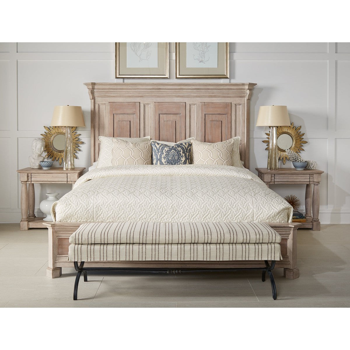 Alcove California King Panel Bed in Brown & White - Modern Bedroom Furniture for Luxurious Master Suites