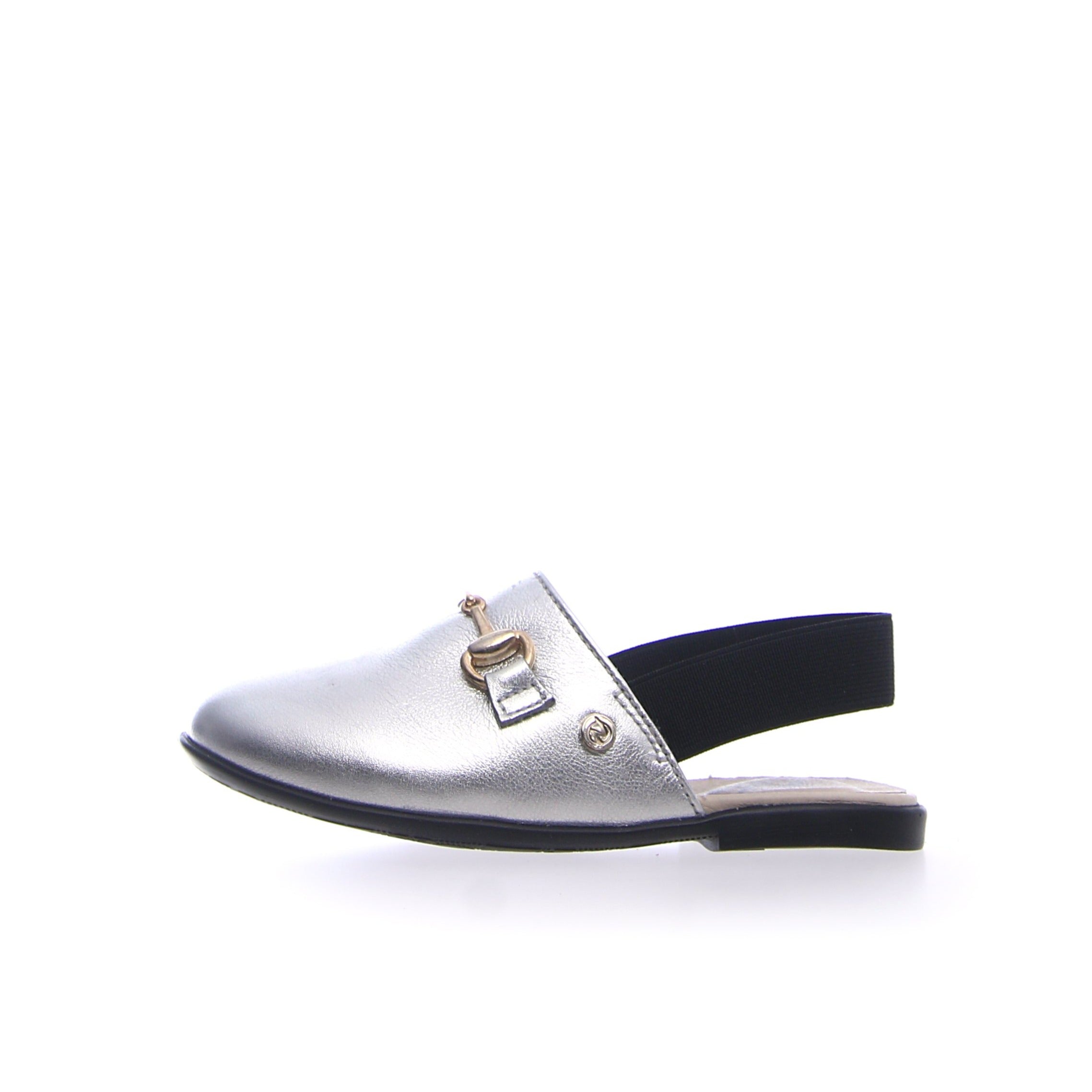 Naturino Girl's Vieste Silver Sling Back Mule Shoes - Comfortable & Stylish for School, Playdates & Special Occasions