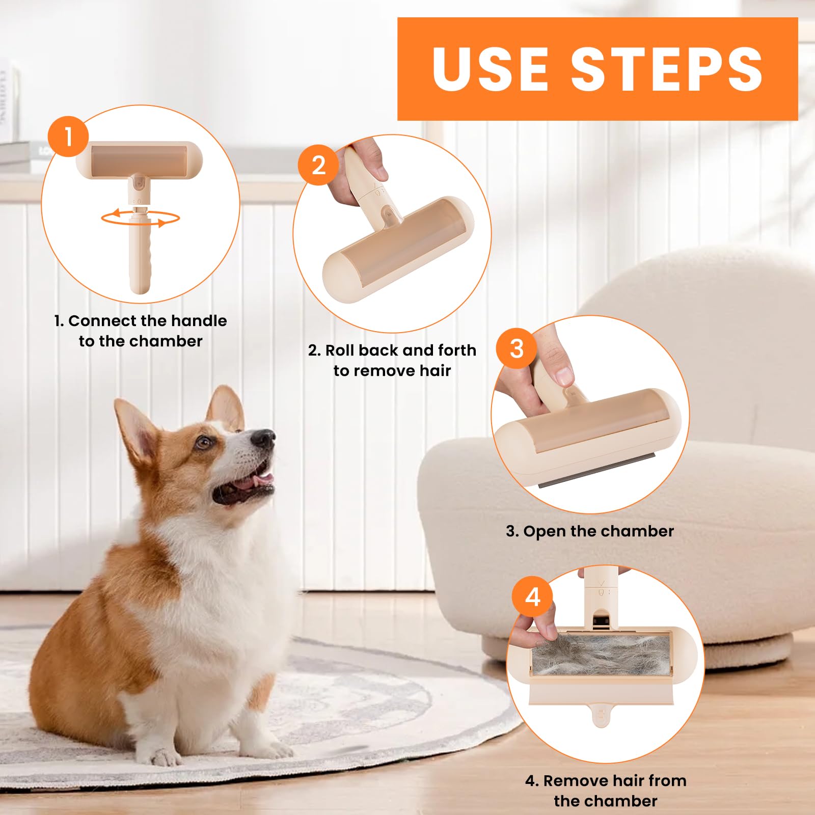 Best Reusable Pet Hair Remover Roller - Lint Brush for Dogs & Cats - Furniture & Couch Hair Removal Tool - Perfect for Sofa, Car Seats & Clothes Cleaning