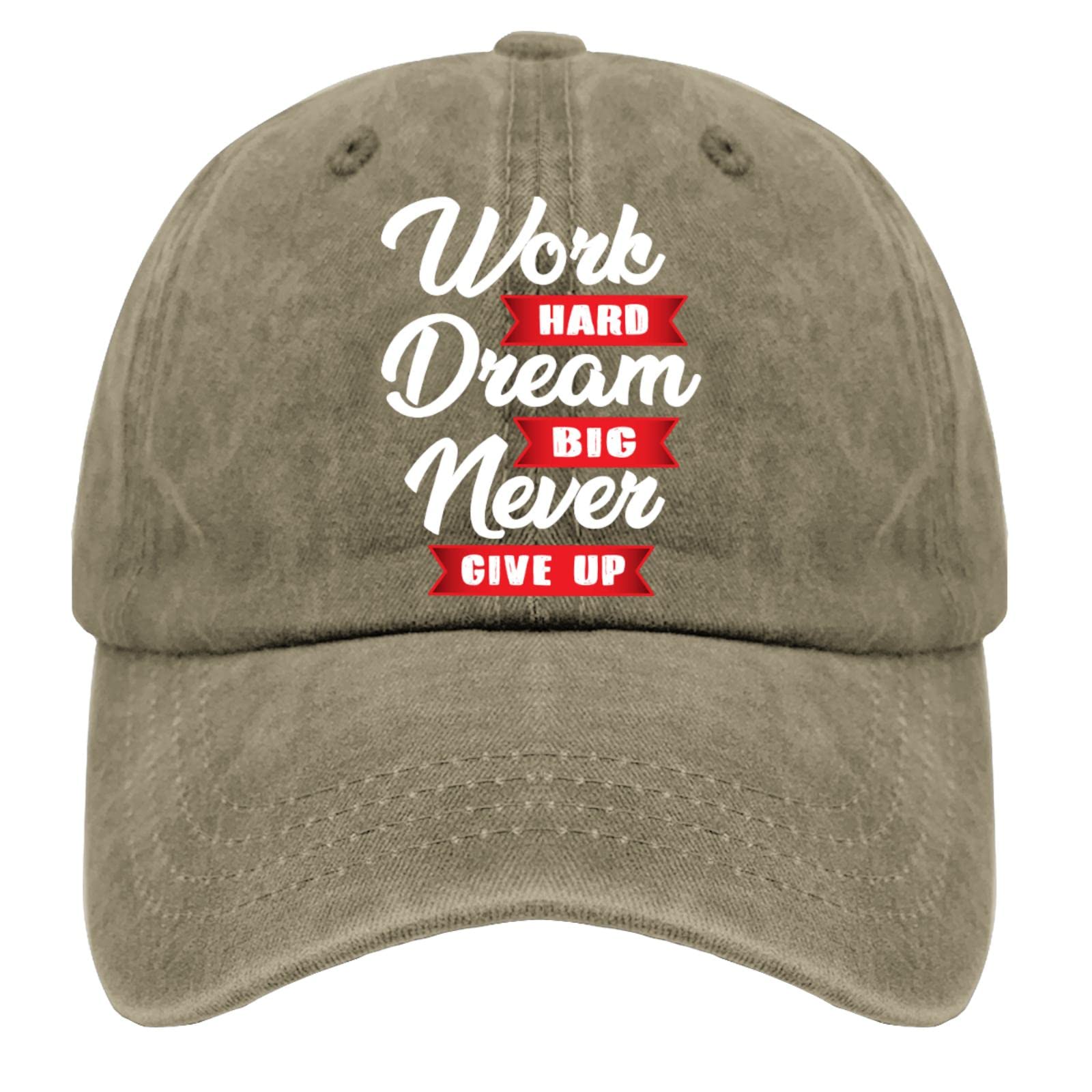 Stylish Unisex Baseball Trucker Hat - Adjustable Cotton Cap for Women & Men - Perfect for Camping, Outdoor Adventures & Everyday Wear - Work Hard Dream Big Design
