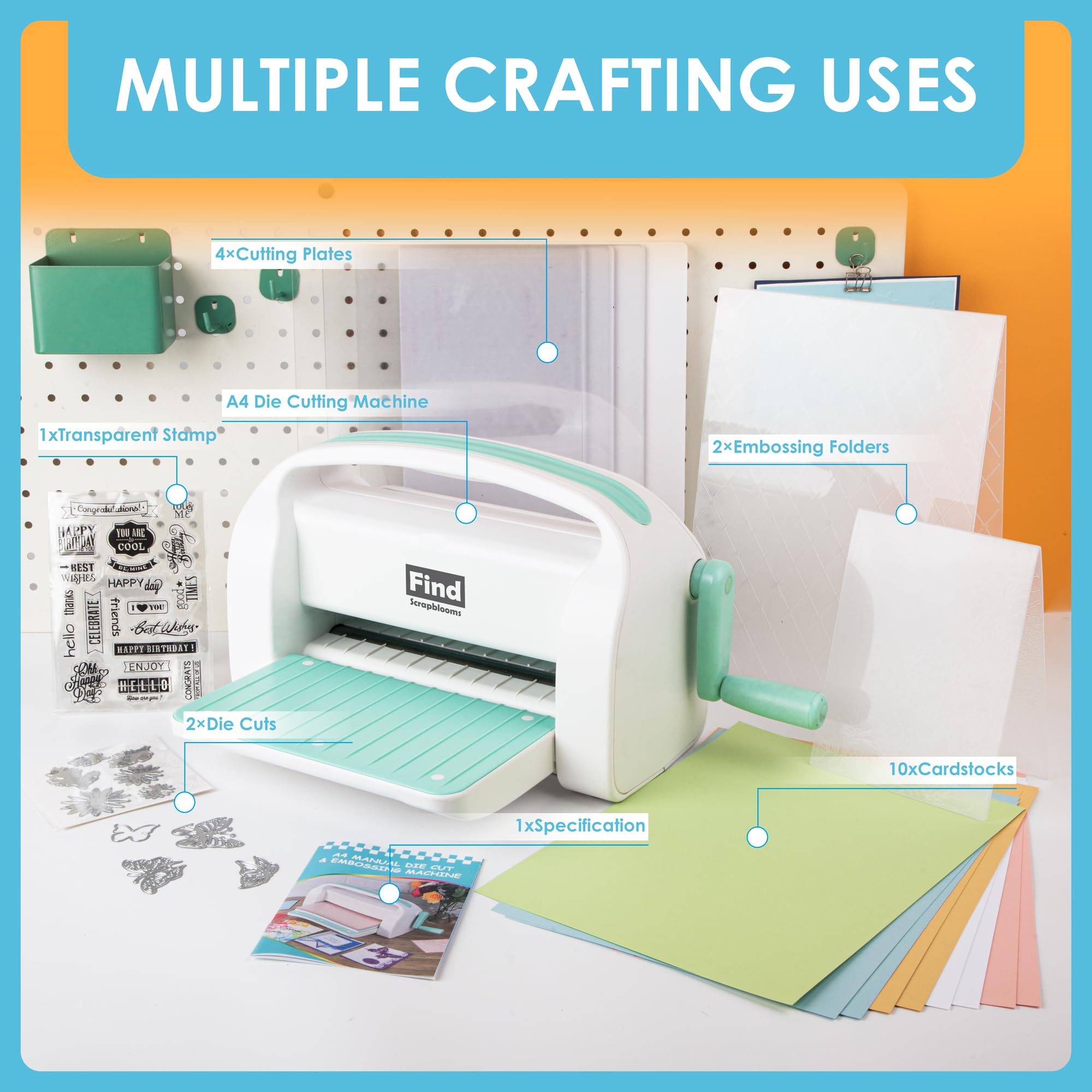 A4 Manual Die Cutting and Embossing Machine for Cardmaking & Scrapbooking - 9 Inch Opening Craft Machine for DIY Art Projects, Paper Crafts, Greeting Cards, and Home Decor