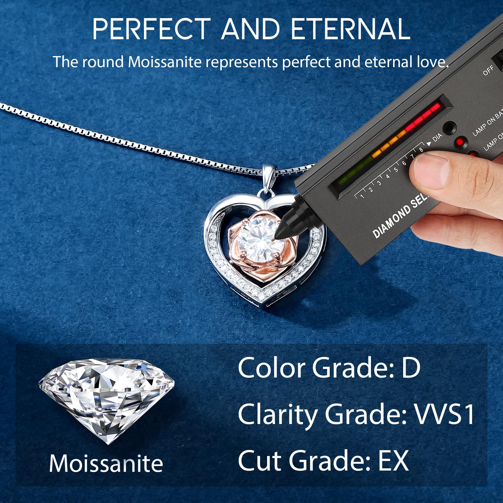 1-3 CT D Color VVS1 Moissanite Heart Necklace for Women - 925 Sterling Silver Anniversary & Birthday Gift for Wife, Girlfriend - Perfect for Valentine's Day, Proposal, and Romantic Occasions