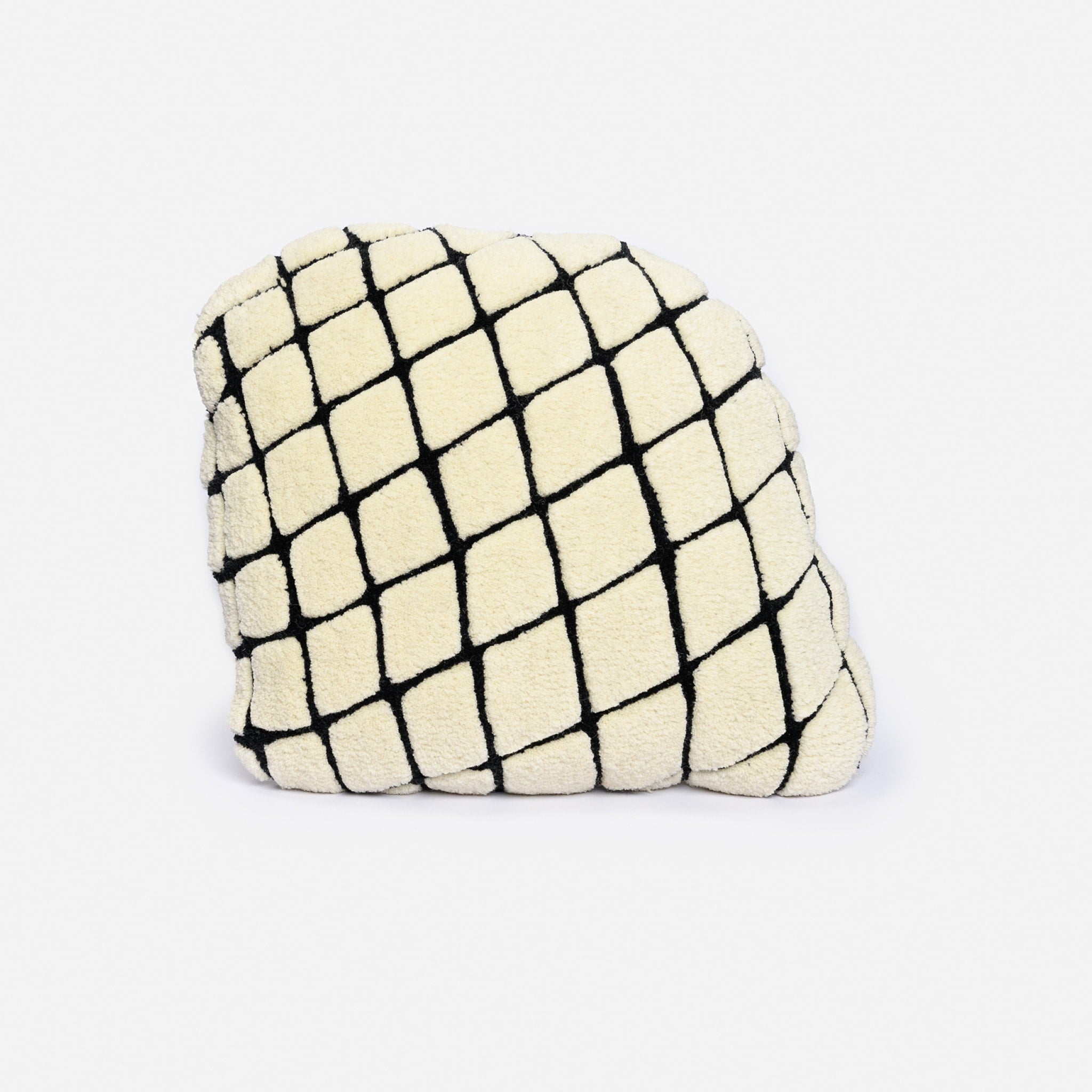 HAUS ÜGER Grid Cushion 42x40cm Off White - Stylish Square Throw Pillow for Sofa, Bed & Home Decor