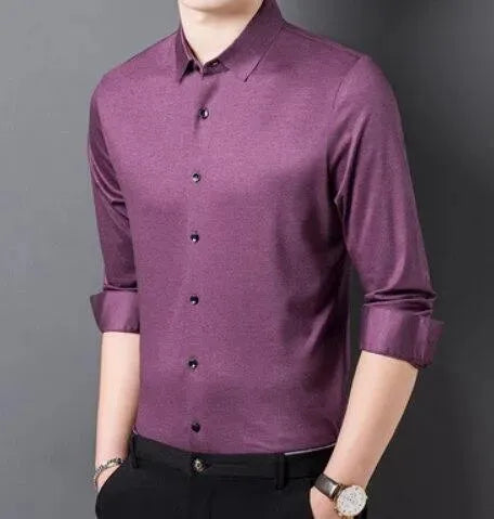 Premium Strummer Satin Men's Dress Shirt - Formal Slim Fit Button Down Shirt for Business, Office & Wedding Occasions