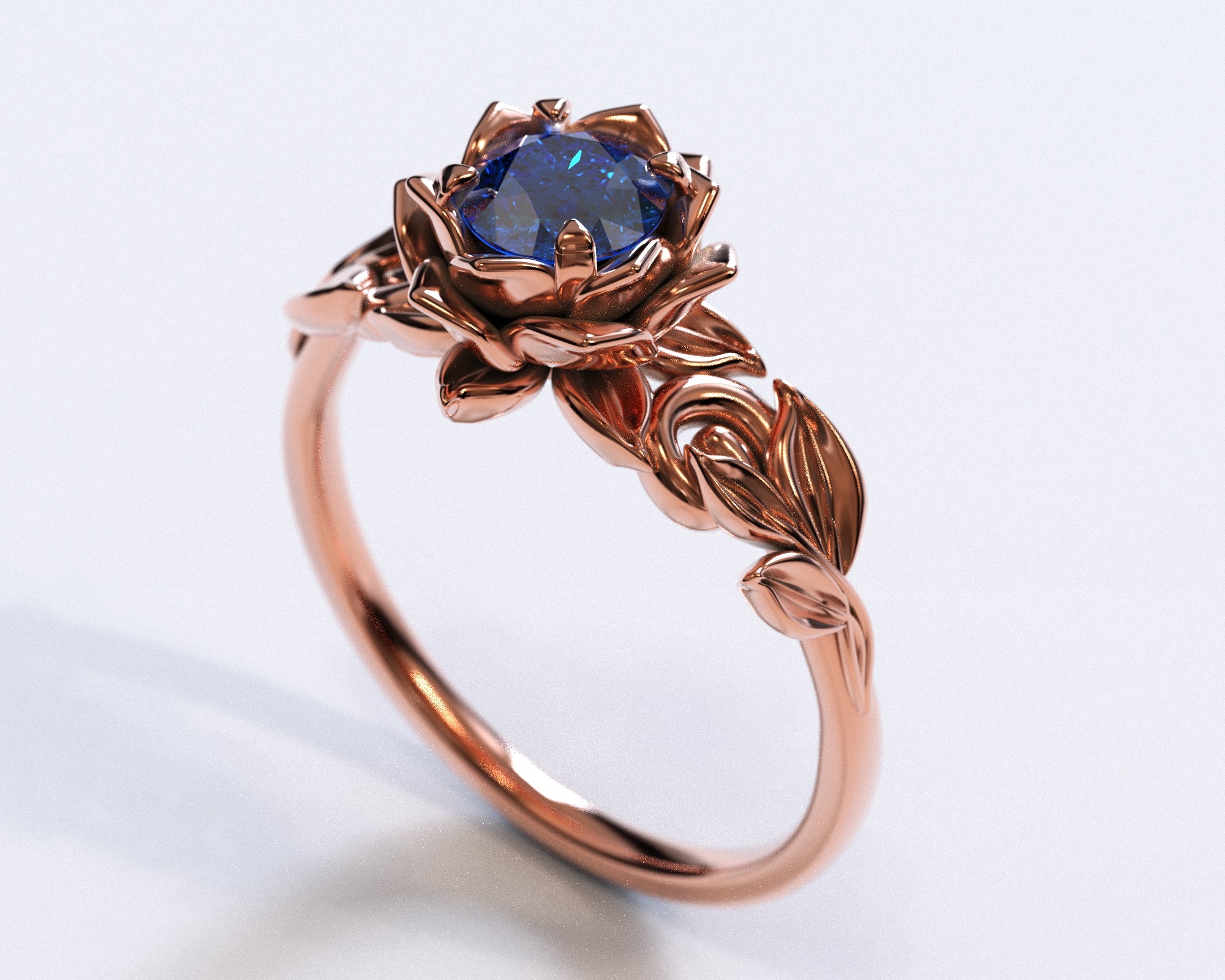 Blue Sapphire Engagement Ring for Women - Elegant Flower Design Wedding Band - Perfect for Proposals, Anniversaries & Special Occasions