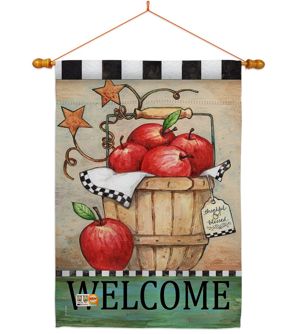 Vibrant Tropical Fruit House Flag Set - Apple, Pineapple, Strawberry & Watermelon Design - 28x40 Inch Aloha Summer Yard Banner - Made in USA - Perfect for Patio, Garden & Outdoor Decor