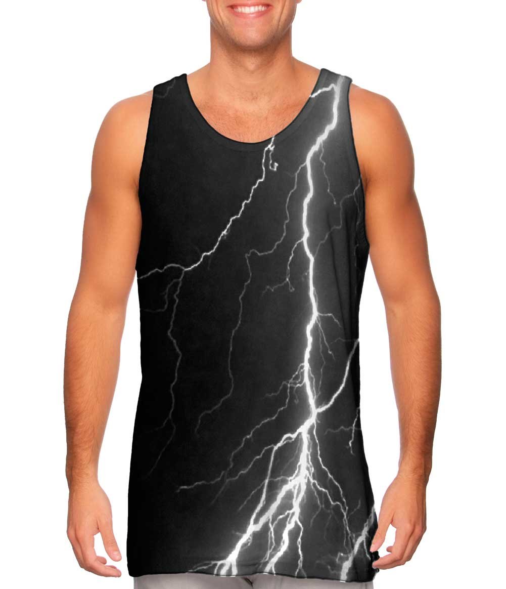 Yizzam Lightning Storm Black White Graphic T-Shirt - Men's Tank Top for Casual Wear, Gym, and Street Fashion