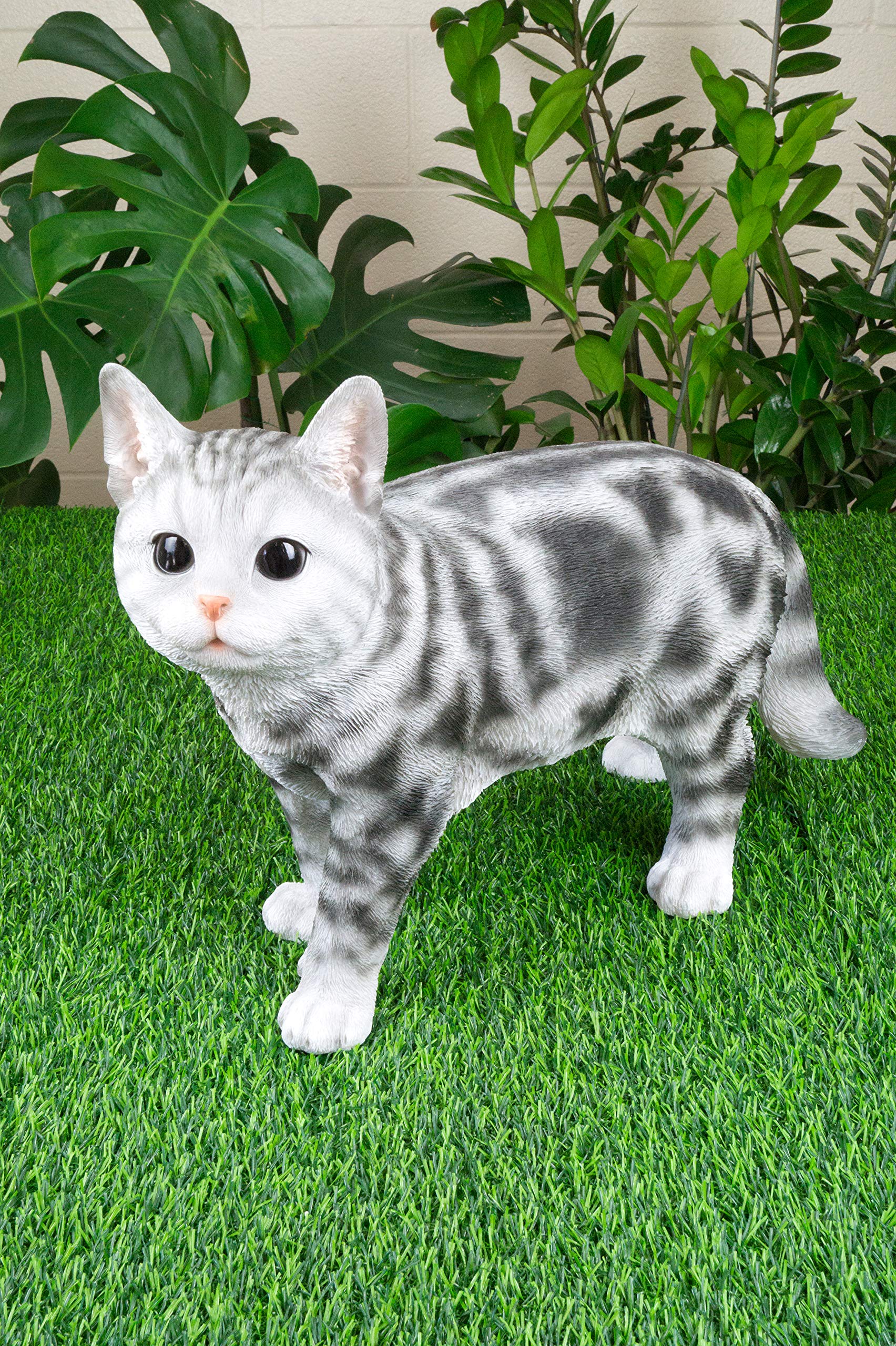 Grey Spotted Cat Figurine Statue - Handcrafted Ceramic Home Decor | Perfect for Kitchen Countertops, Bookshelves & Gift Giving