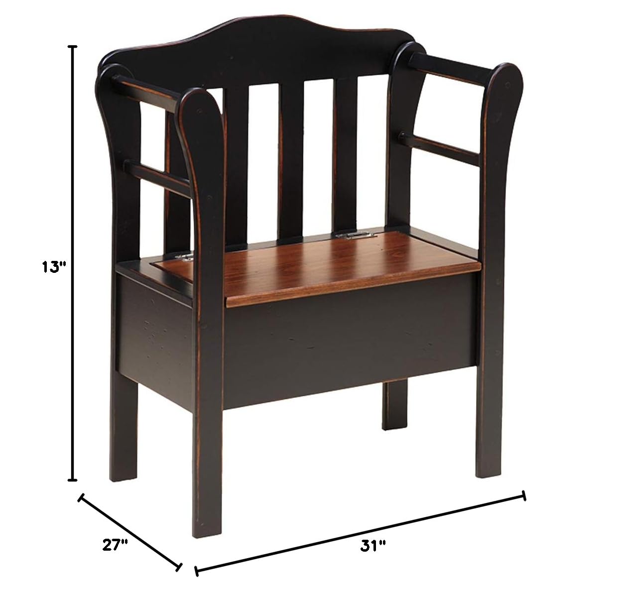 Amish Handmade Wooden Storage Bench with Seat - Small Entryway, Hallway & Mudroom Organizer for Farmhouse, Bedroom & Living Room | Black Classic Furniture for Home Decor & Practical Storage Solutions