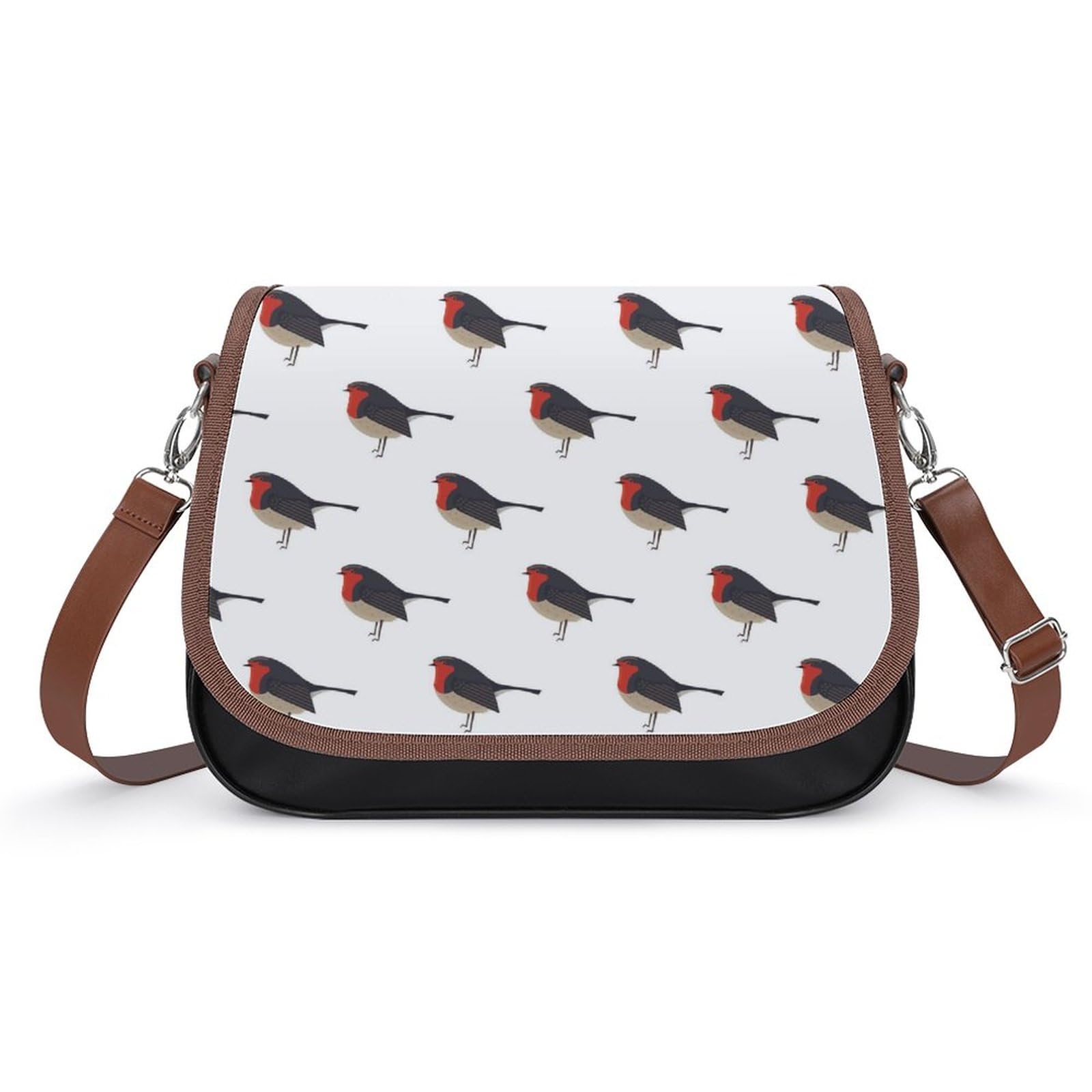 Women's Leather Robin Bird Print Crossbody Shoulder Bag - Stylish Tote Handbag Purse for Office, Travel & Everyday Use