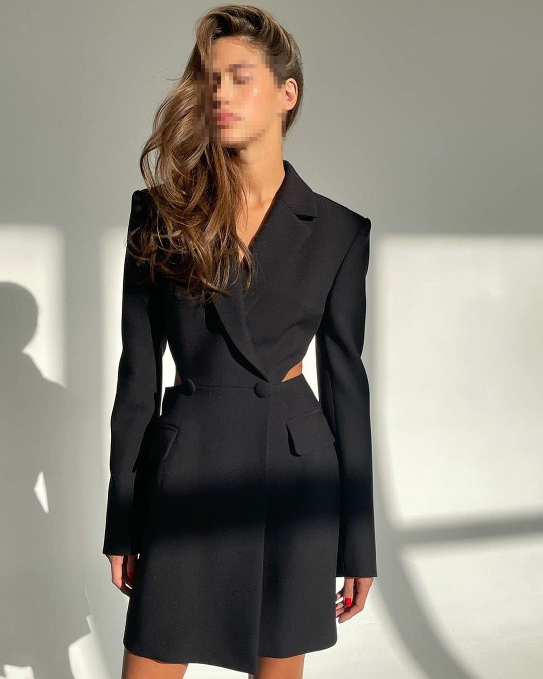 Women's Blazer Dress - Sexy Formal Long Sleeve Notched Lapel Jacket for Office Work & Casual Wear | Perfect for Business Meetings, Date Nights & Professional Outfits