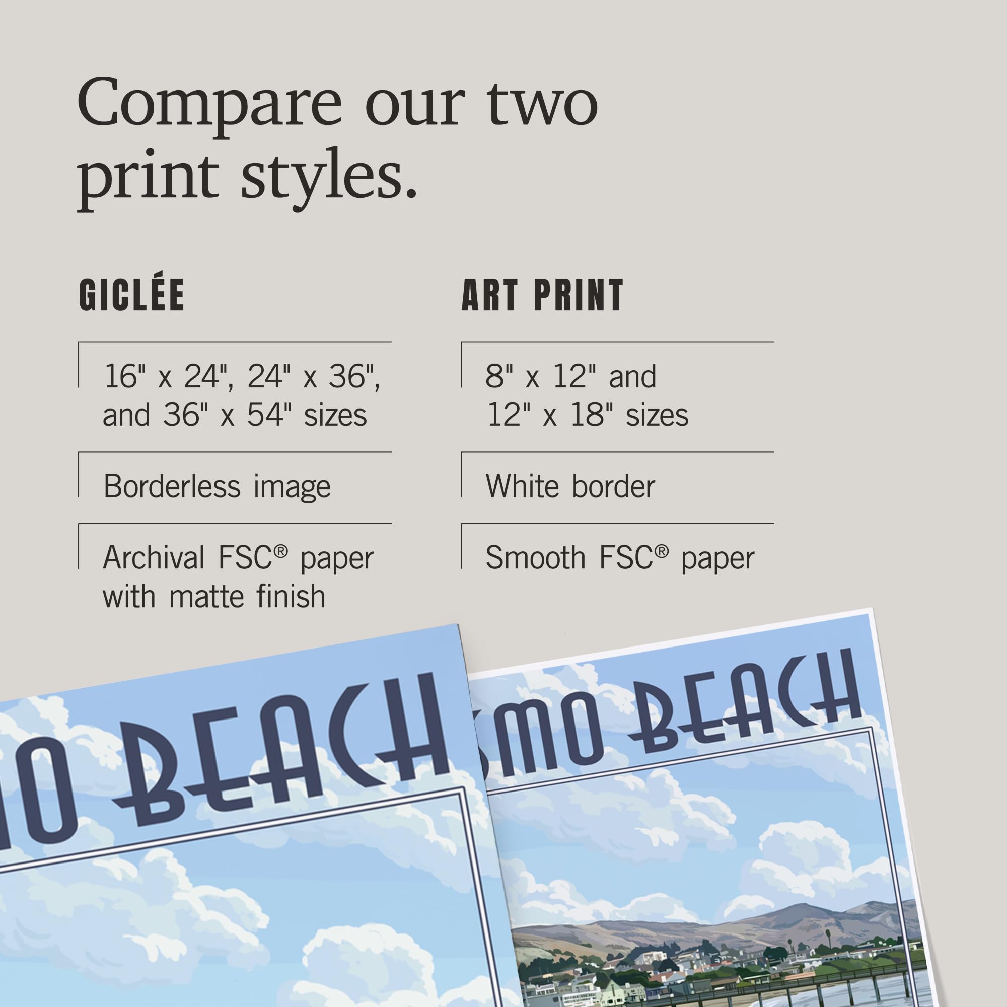 Lantern Press 16x24 Inch Giclee Art Print - Pismo Beach California Coastal Wall Decor with Surfer Scene | Perfect for Beach House, Living Room & Office Decor