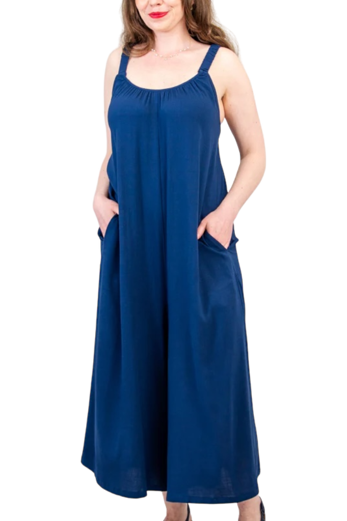 Joanna Indigo Linen Bamboo Jumpsuit for Women - Soft & Breathable Summer Romper - Perfect for Beach, Vacation & Casual Outings
