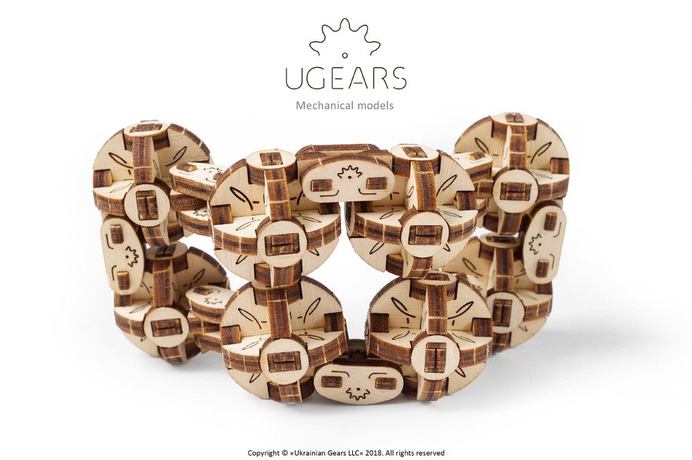 UGears Flexi Cubus - 3D Wooden Puzzle & Mechanical Model Kit for Adults & Teens - Fun DIY STEM Toy for Home Decor & Office Display