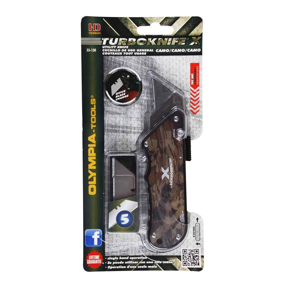 Olympia Tools 33-130 Camo Turbo X Knife - High-Performance Hunting & Outdoor Knife for Camping, Survival & Tactical Use