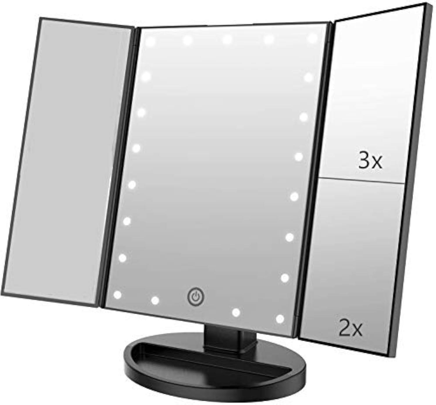 3X Magnification Lighted Vanity Makeup Mirror with 21 LED Touch Screen - 180° Adjustable Rotation, Portable Travel Cosmetic Mirror for Home & Professional Makeup Application (1X/2X/3X Magnification) - Perfect for Bedroom, Bathroom, Dressing Room & Travel Use