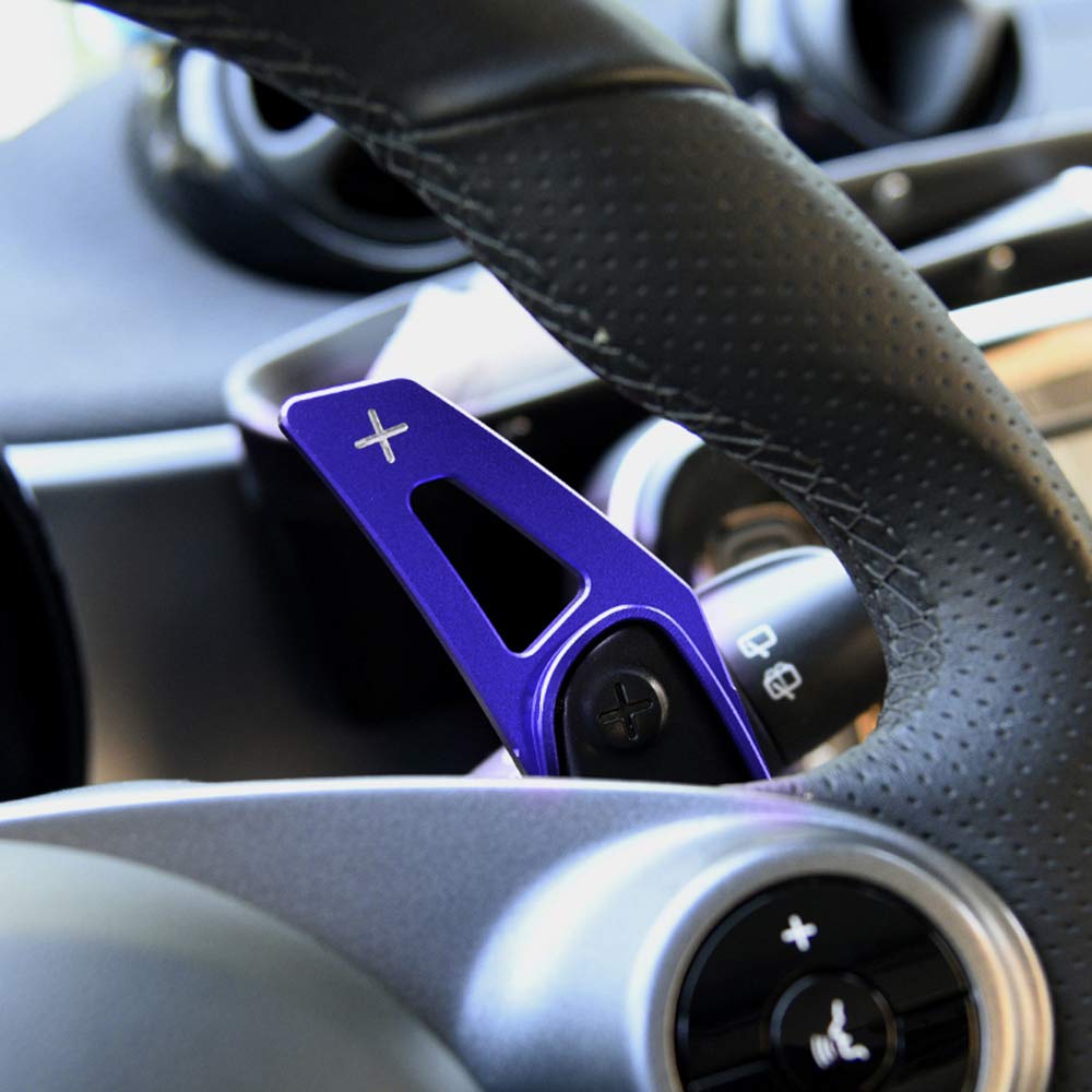 Premium Metal Alloy Steering Wheel Paddle Shifter Extension Kit - Compatible with Mercedes-Benz Smart Fortwo 451 (2009-2017) & Forfour 453 (2015-2017) - Blue Shift Paddle Blade Replacement & Decorative Upgrade for Enhanced Driving Experience - Perfect for Racing Enthusiasts & Custom Car Modifications