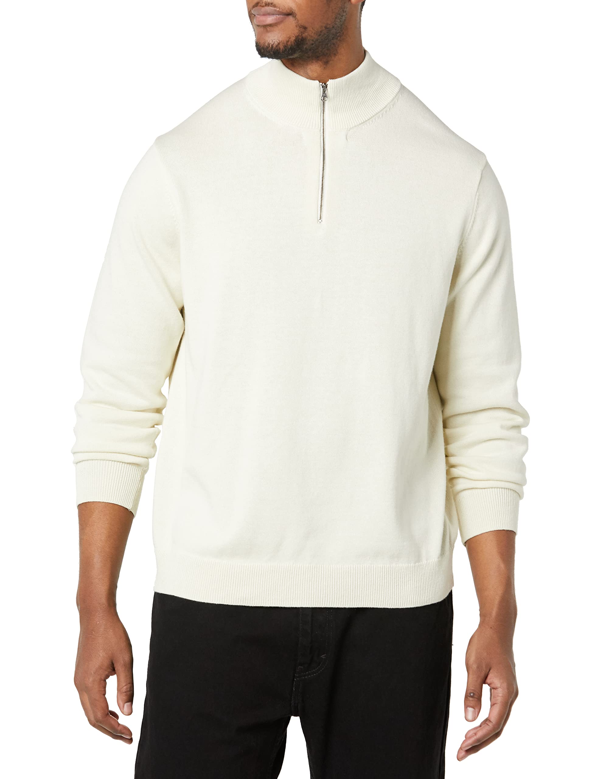 Amazon Essentials Men's 100% Cotton Quarter-Zip Sweater | Casual Pullover for Fall & Winter | Perfect for Office, Travel & Outdoor Activities
