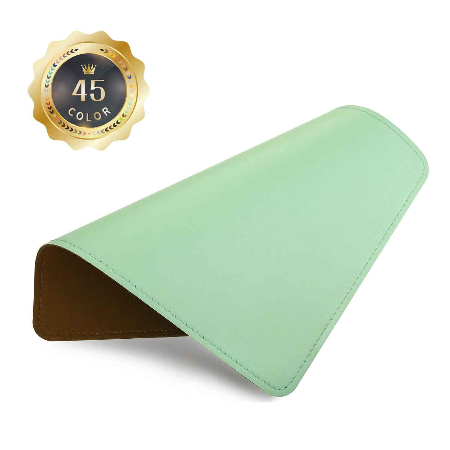 Premium PU Leather Mouse Pad with Stitched Edge - Non-Slip Microfiber Base, Waterproof Desk Mat for Computer & Laptop (8x11 Inch, Natural Green) - Ideal for Office, Gaming & Home Workspaces