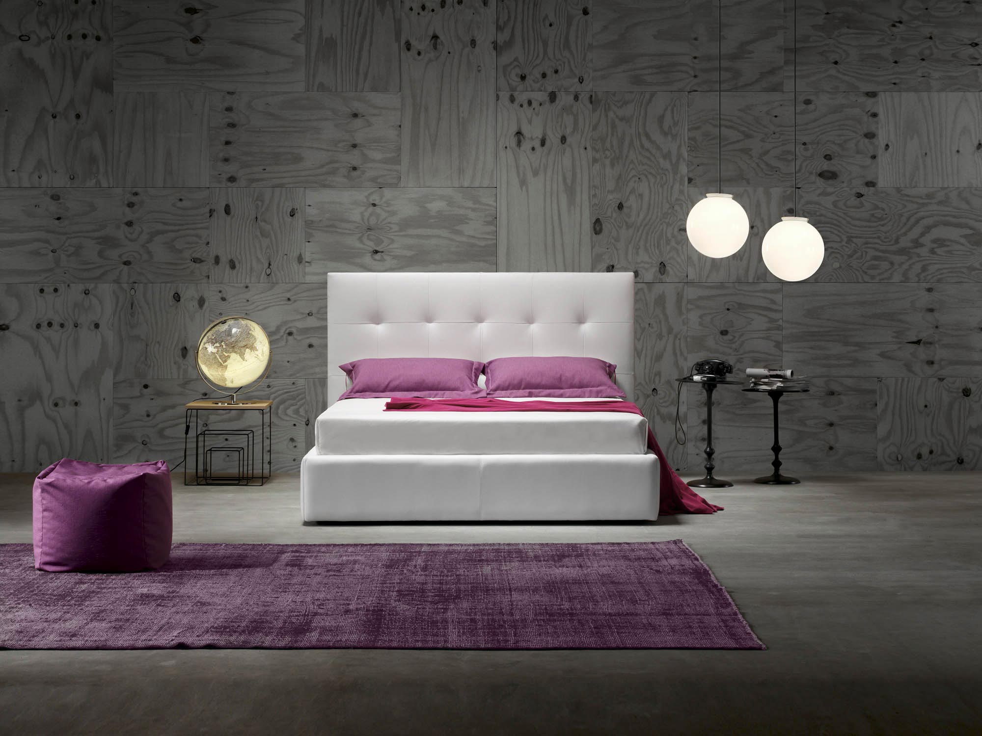 Novaluna Modern Wall Platform Bed Frame - Italian Made Solid Wood Queen Size Bed for Bedroom & Guest Room