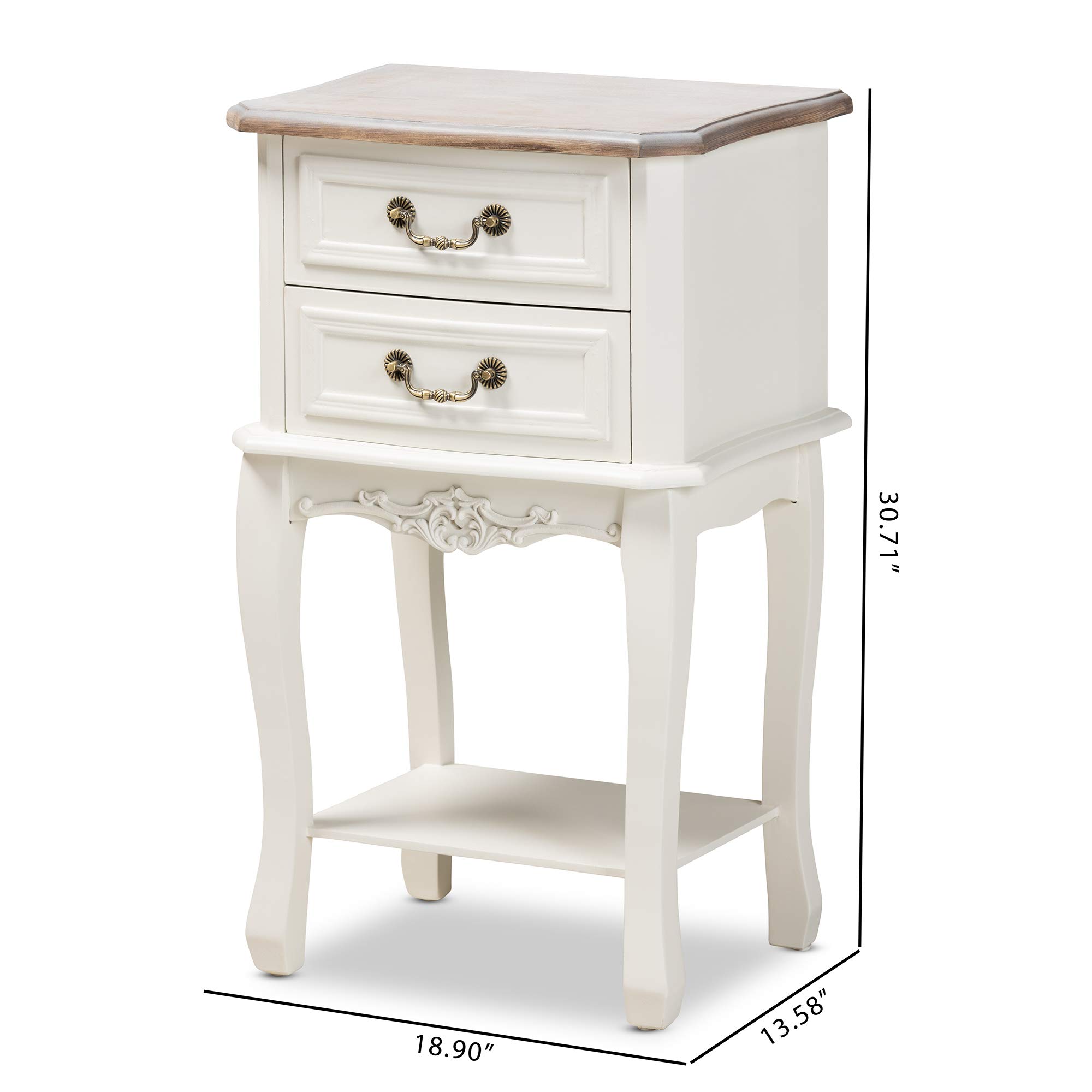 Baxton Studio Modern Nightstand with White Oak Finish - Stylish Bedside Table for Bedroom, Living Room, or Guest Room