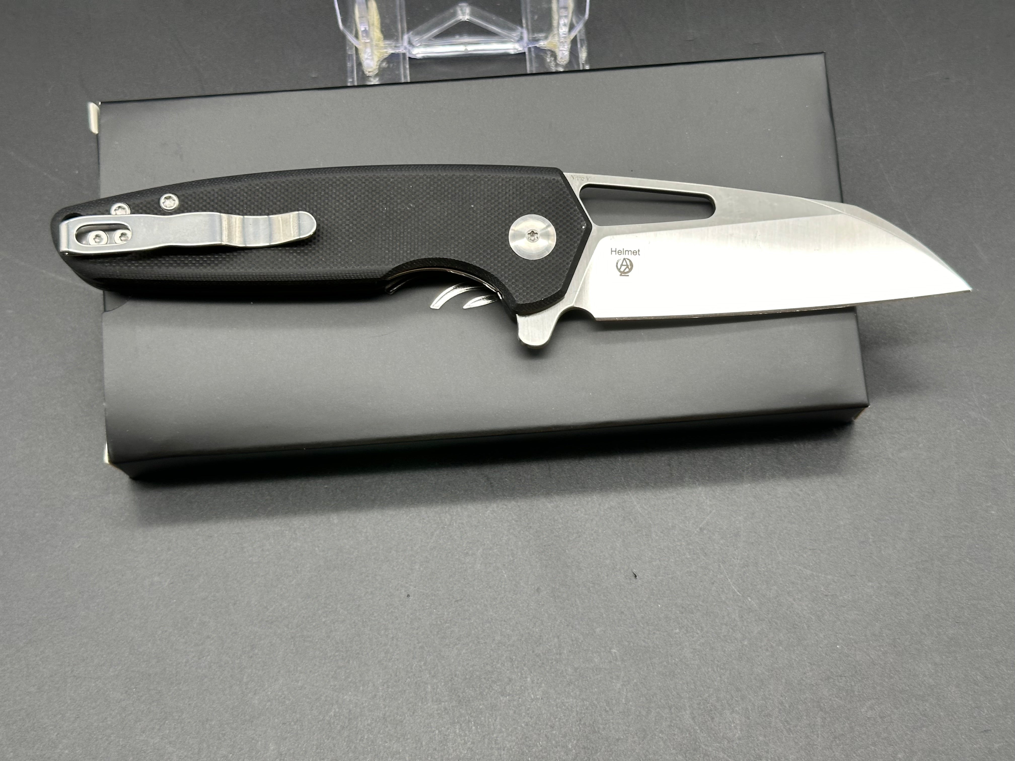 Kizer Knives Helmet Nitro V Folding Pocket Knife - Black G10 Handle, EDC Tactical Knife for Camping, Hiking & Outdoor Survival