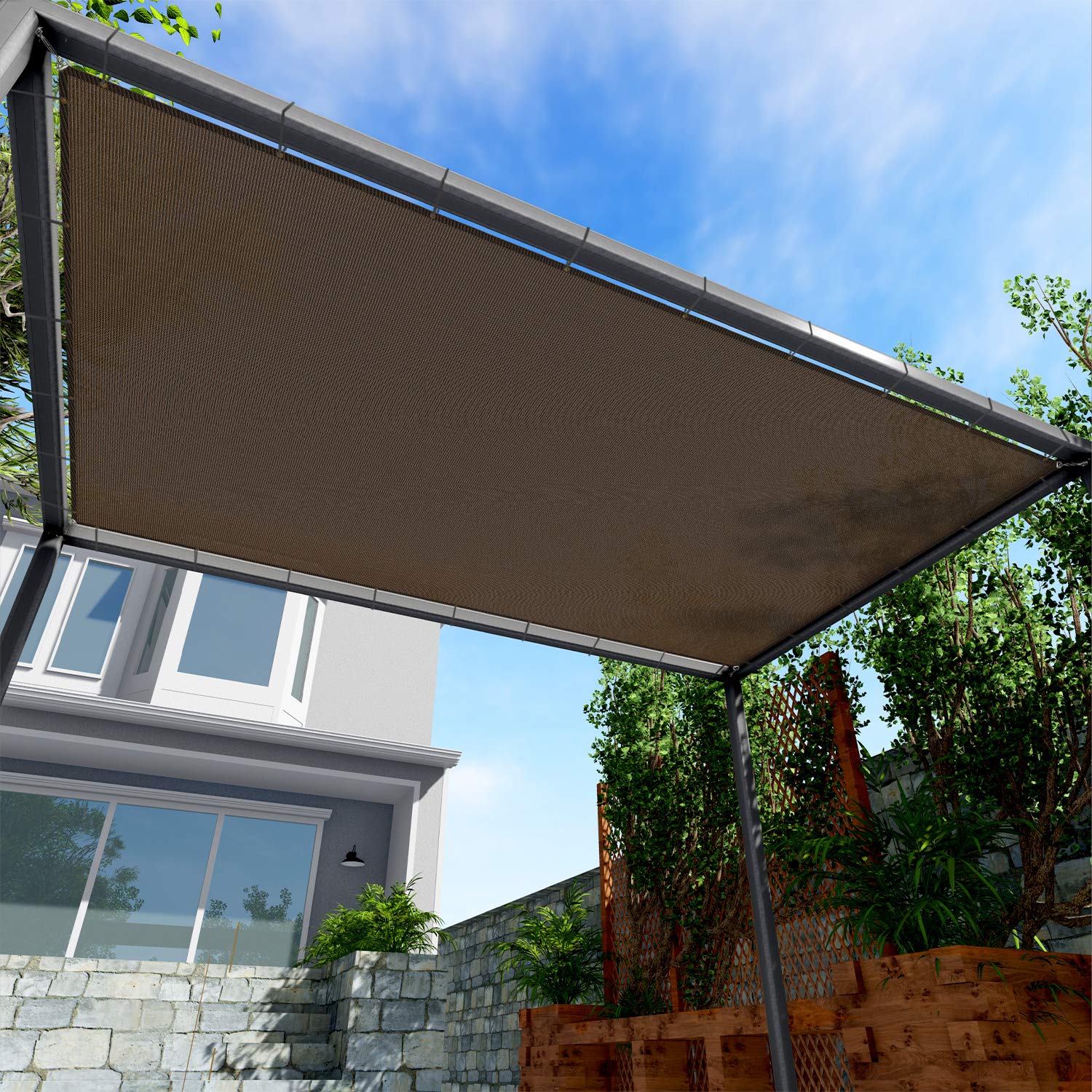 Premium Rectangle Sun Shade Sail - UV Blocking Outdoor Canopy Cover (240GSM, Brown, 24'x27') for Patio, Garden & Poolside Sun Protection