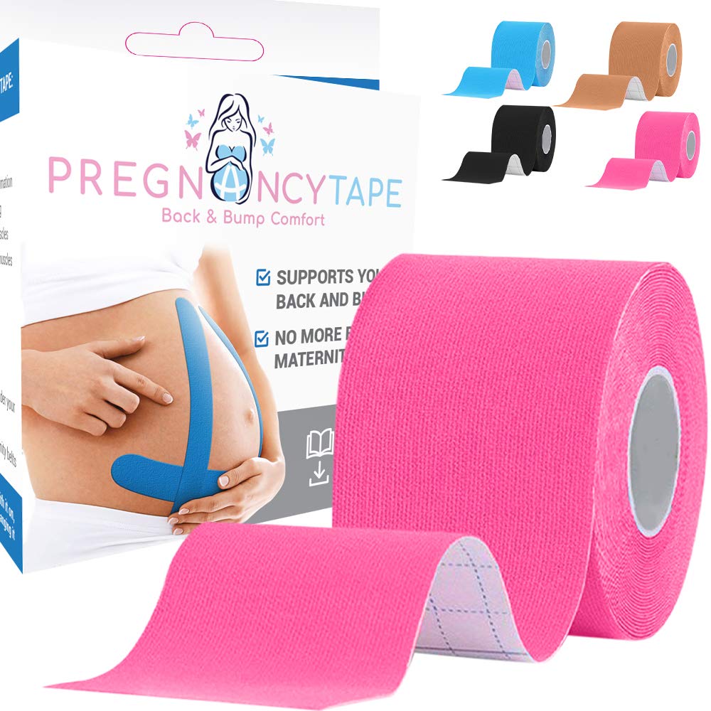 **Back & Bump Comfort Pregnancy Support Tape - Maternity Belly Band for Pain Relief | Best Pregnancy Gift for Expecting Moms, Ideal for Workouts, Walking & Daily Comfort (Pink)**