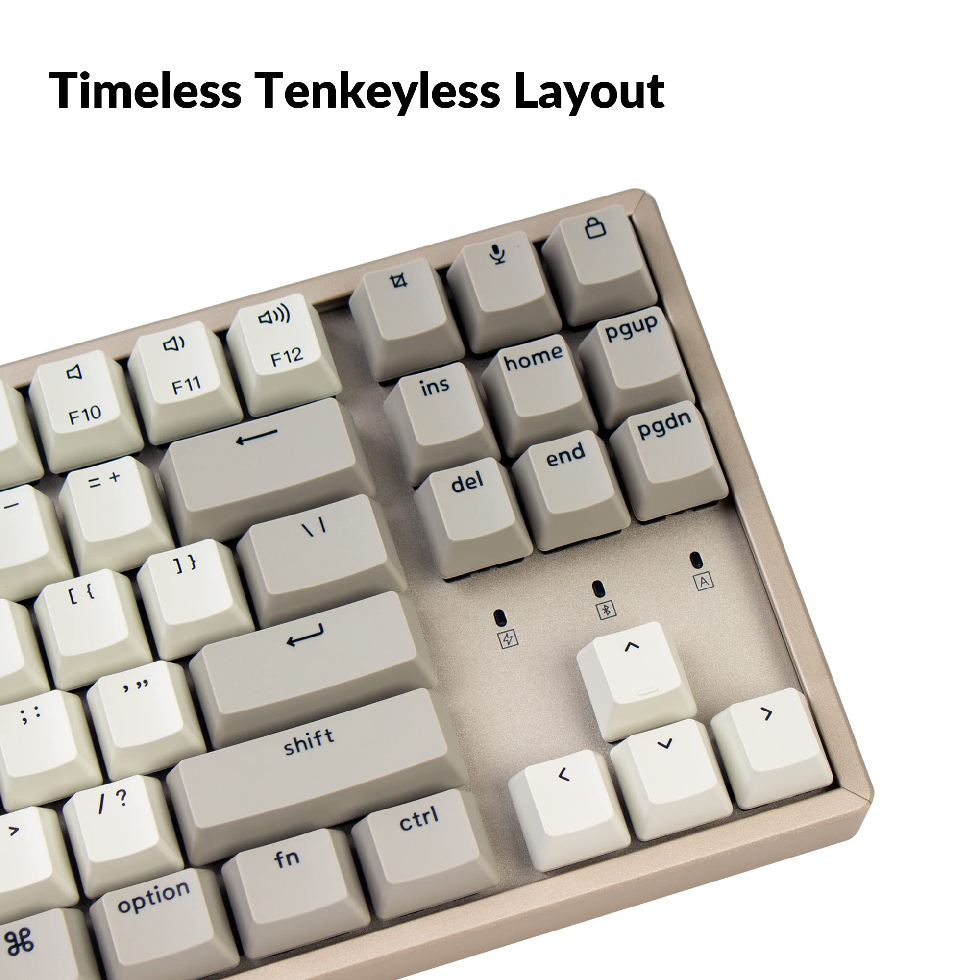 Keychron K8 Wireless Bluetooth Mechanical Gaming Keyboard - Tenkeyless Hot-Swappable 87 Keys for Mac & Windows, USB Wired with Blue Switches | Perfect for Office Work, Gaming & Programming