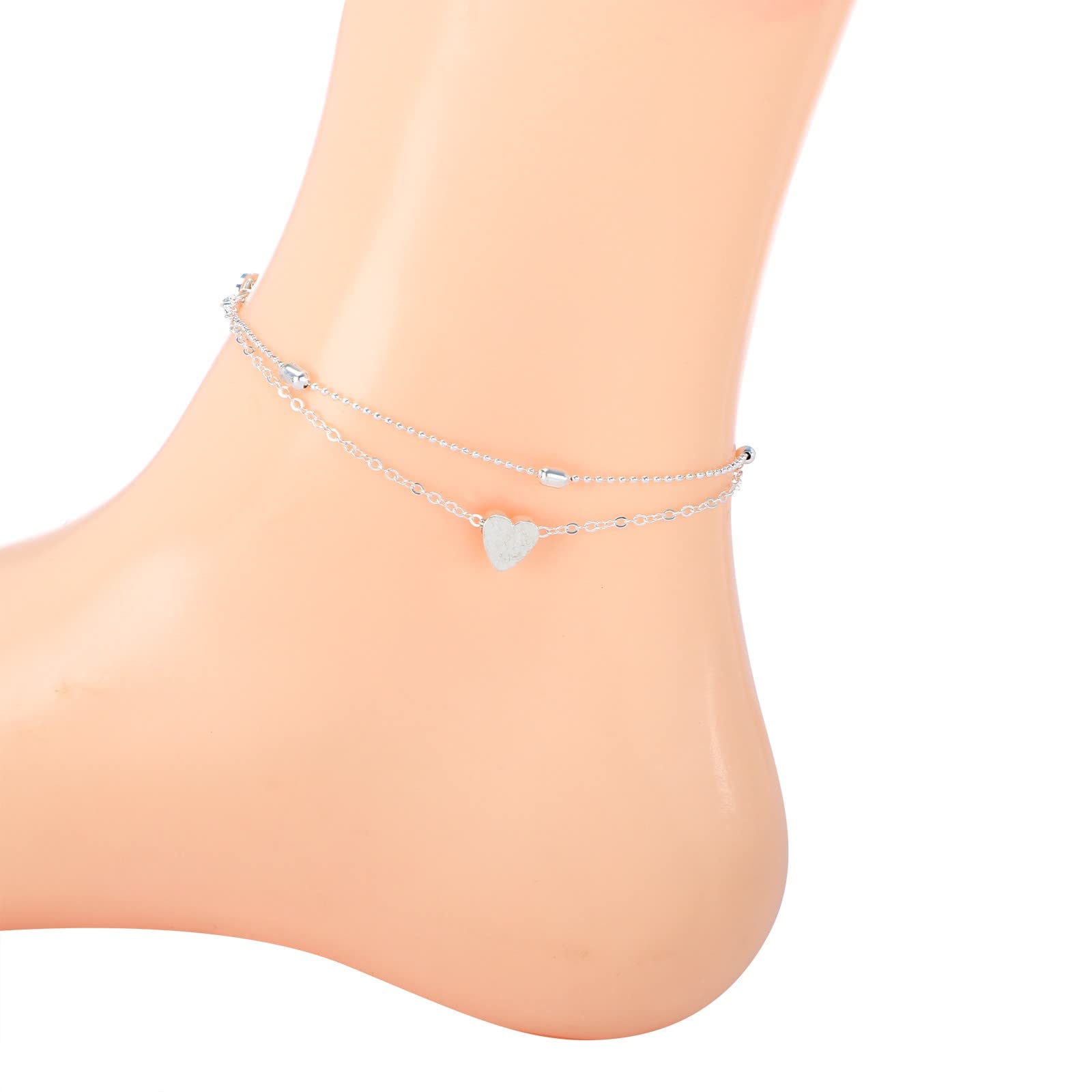 Elegant Stainless Steel Heart Charm Ankle Bracelet for Women - Perfect for Beach, Summer & Boho Fashion Accessories