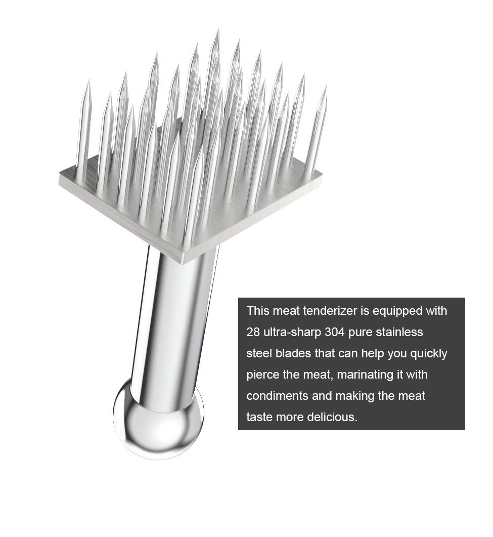 Heavy-duty 28-Blade Stainless Steel Meat Tenderizer Tool - Professional Kitchen Gadget for Tenderizing Beef, Steak, Poultry & BBQ - Perfect for Cooking, Grilling & Marinade Preparation