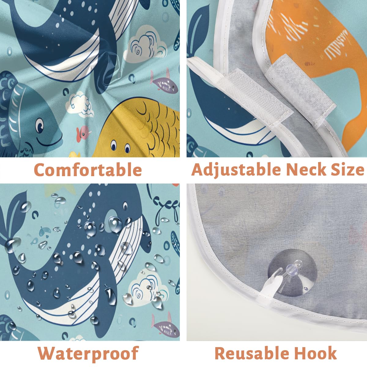 Cute Cartoon Whale Beard Shaving Bib for Men - Waterproof Makeup & Hair Dye Apron for Women, Barber Cape for Haircut - Sink Hair Catcher & Beard Trimming Tool - Perfect for Home Grooming & Salon Use