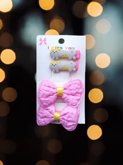 Stylish Unisex Hair Clips Set - 6 Pack Baby Bow Alligator Clips & Satin Scrunchies for Girls & Women | Perfect for School, Parties & Everyday Hair Accessories