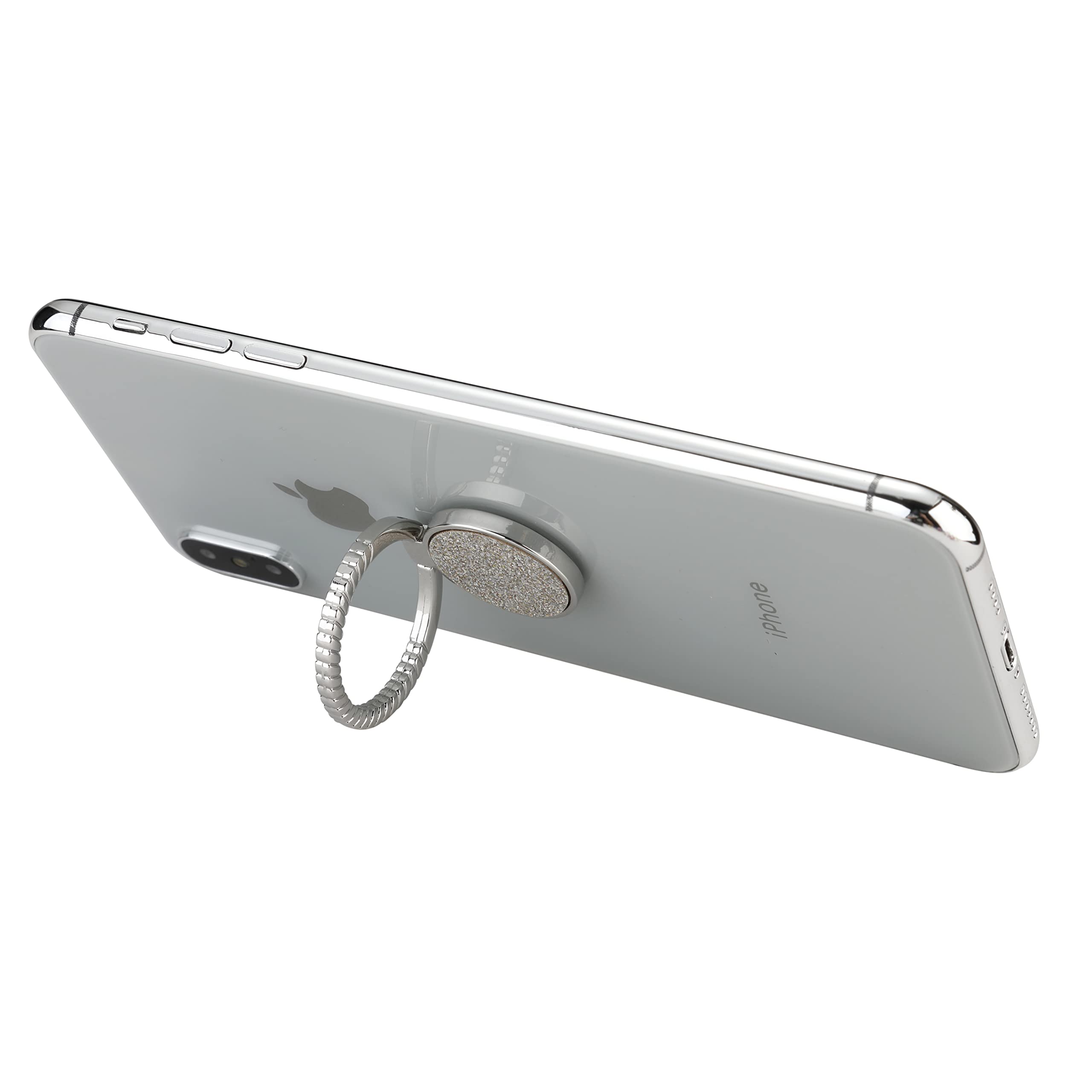 LAX Gadgets Cell Phone Ring Holder - Finger Grip & Stand for iPhone & Android - Sparkle Silver - Perfect for Work, Travel, and Selfies