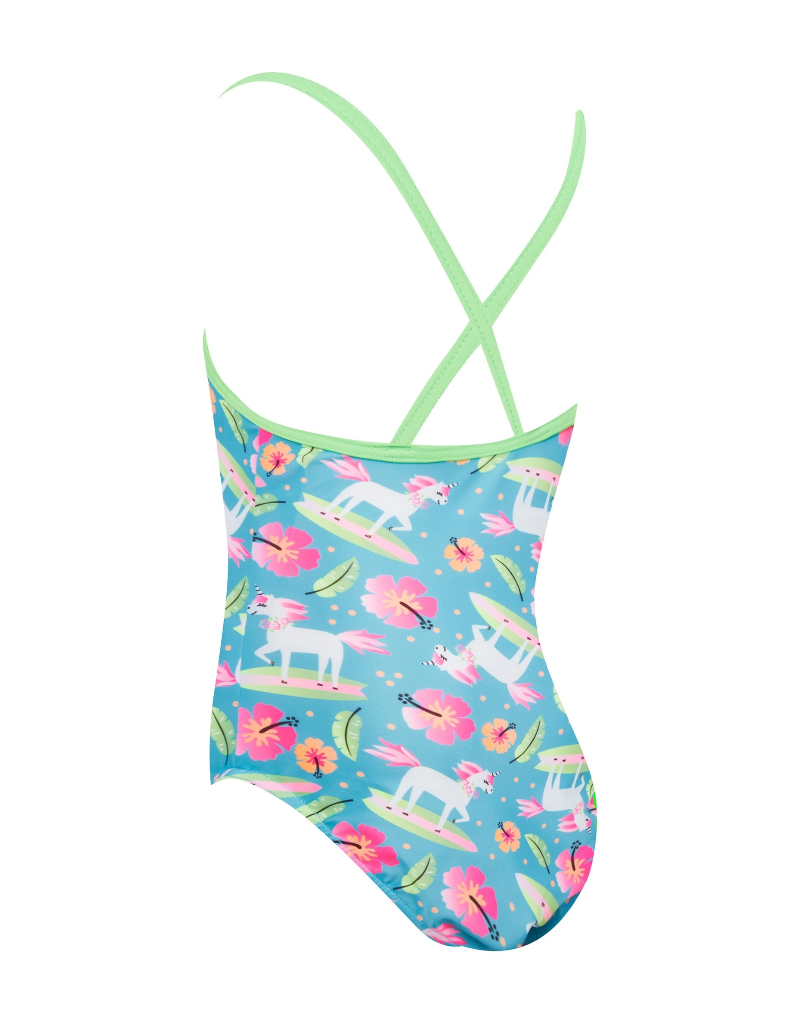 Tots Girls Pegasus Crossback Swimsuit - Blue Swimwear for Kids | Perfect for Beach, Pool & Summer Water Activities