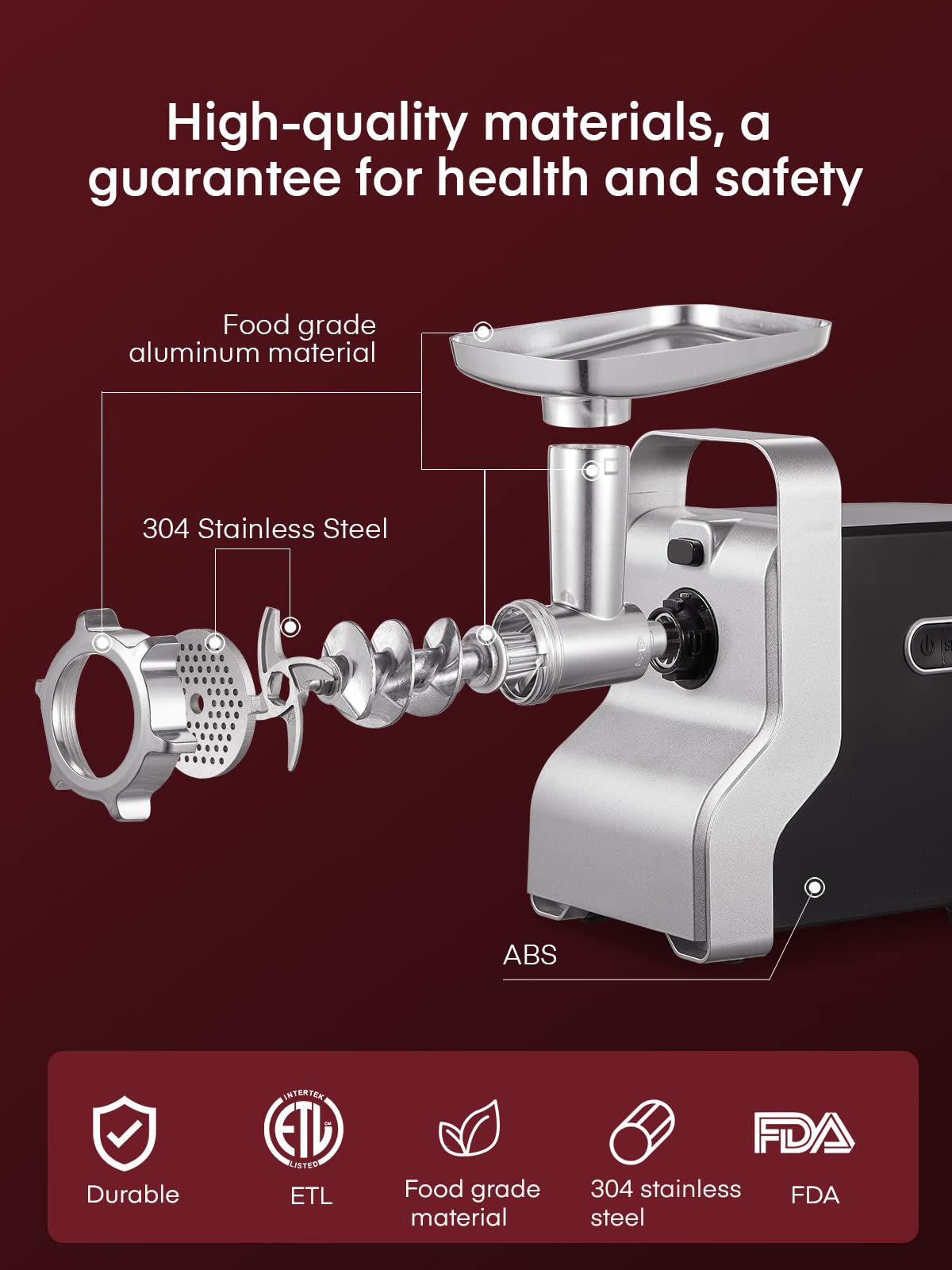 Heavy Duty 3000W Electric Meat Grinder - 5-in-1 Stainless Steel Sausage Stuffer with 3 Grinding Plates (#12 Size, Black) - Perfect for Home Kitchen, Butcher Shop & Commercial Use - Make Burgers, Sausages & Ground Meat Easily