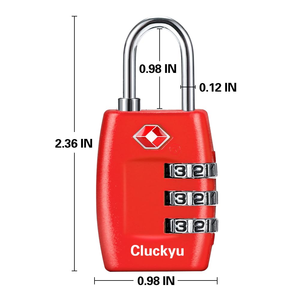 TSA Approved 4-Pack Combination Luggage Locks - 3 Digit Secure Travel Padlocks for Suitcases, Backpacks & Carry-On Bags (Red) - Ideal for Airports, Hotels & Cruise Travel Security
