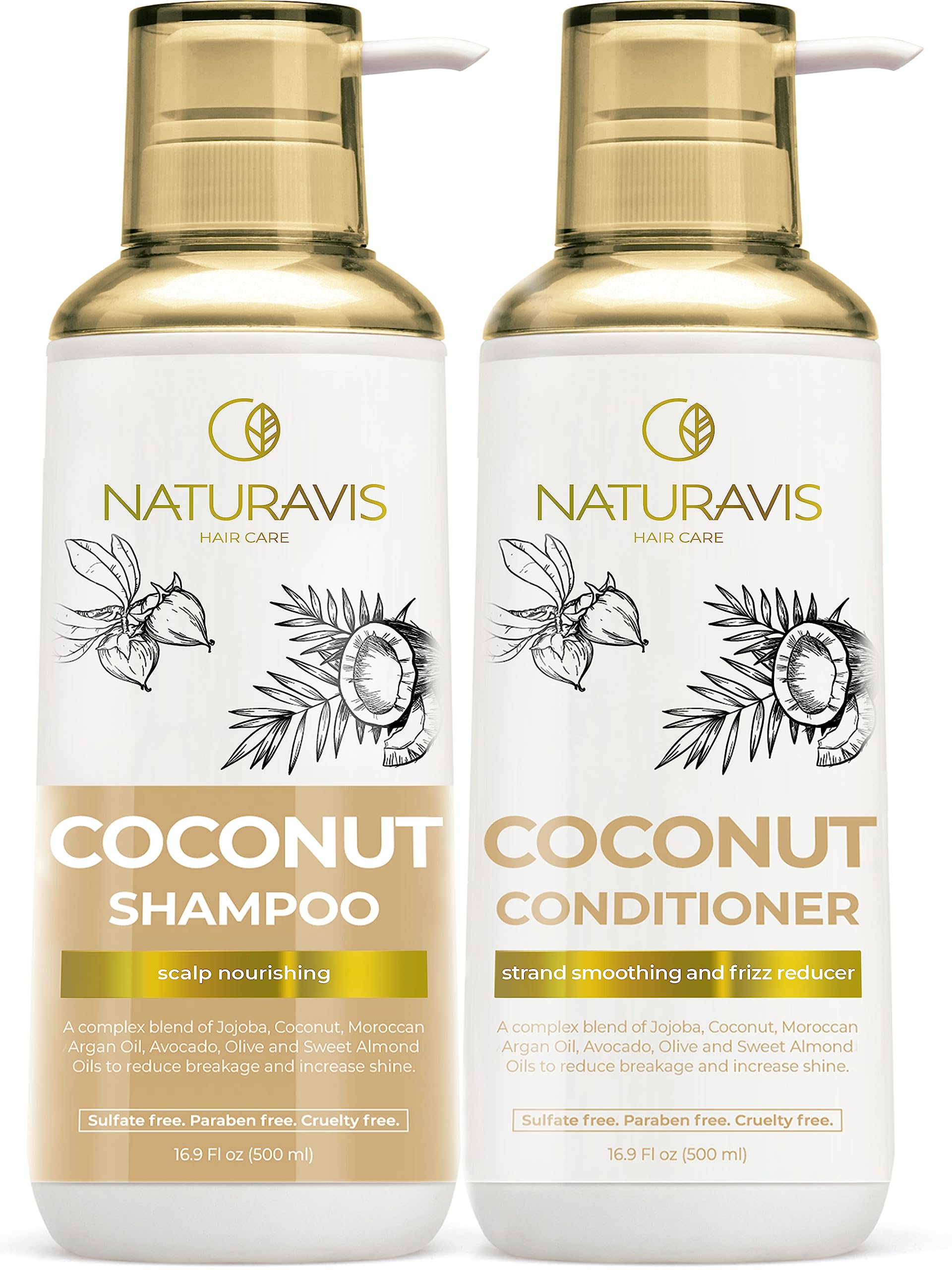 **Organic Coconut Shampoo & Conditioner Set - Sulfate & Paraben Free, Deep Moisturizing with Jojoba Oil - Hydrates Scalp & Repairs Dry, Damaged Hair - Perfect for Daily Hair Care & Salon-Quality Treatment at Home**