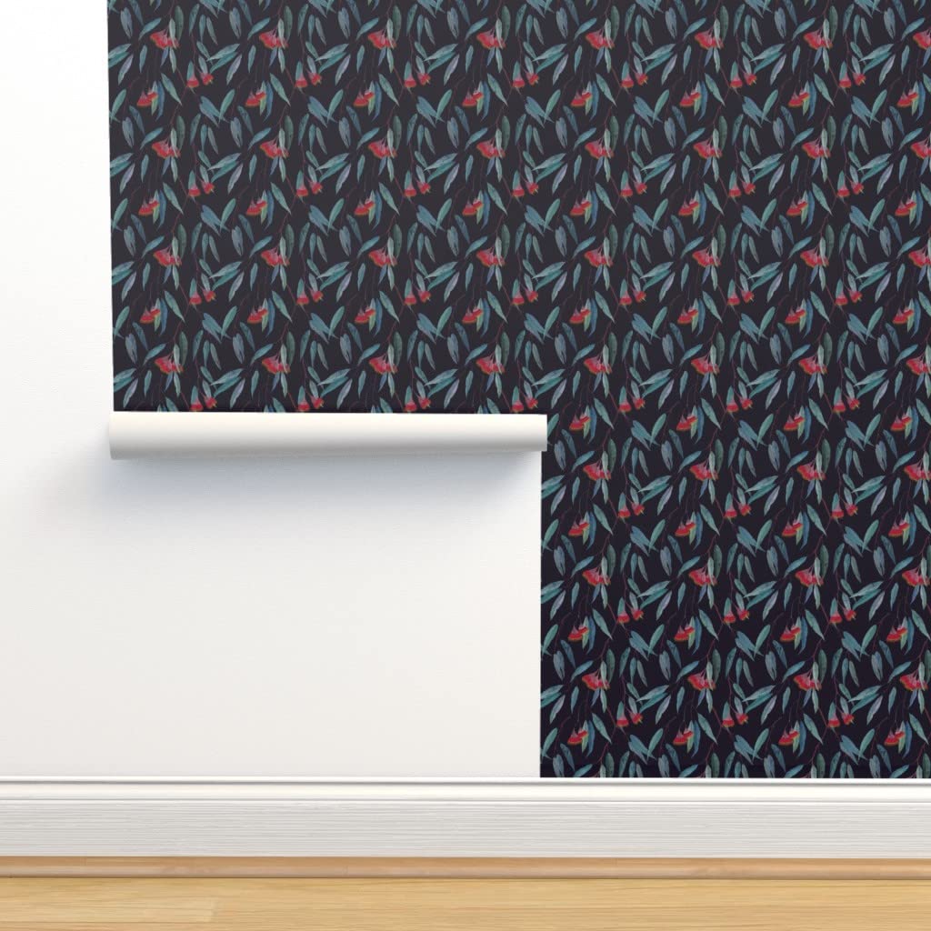 12ft x 2ft Peel & Stick Removable Wallpaper - Eucalyptus Leaves Dark Floral Botanical Tropical Nature Design | Perfect for Bedroom, Living Room, Nursery & Office Decor | Easy DIY Home Renovation