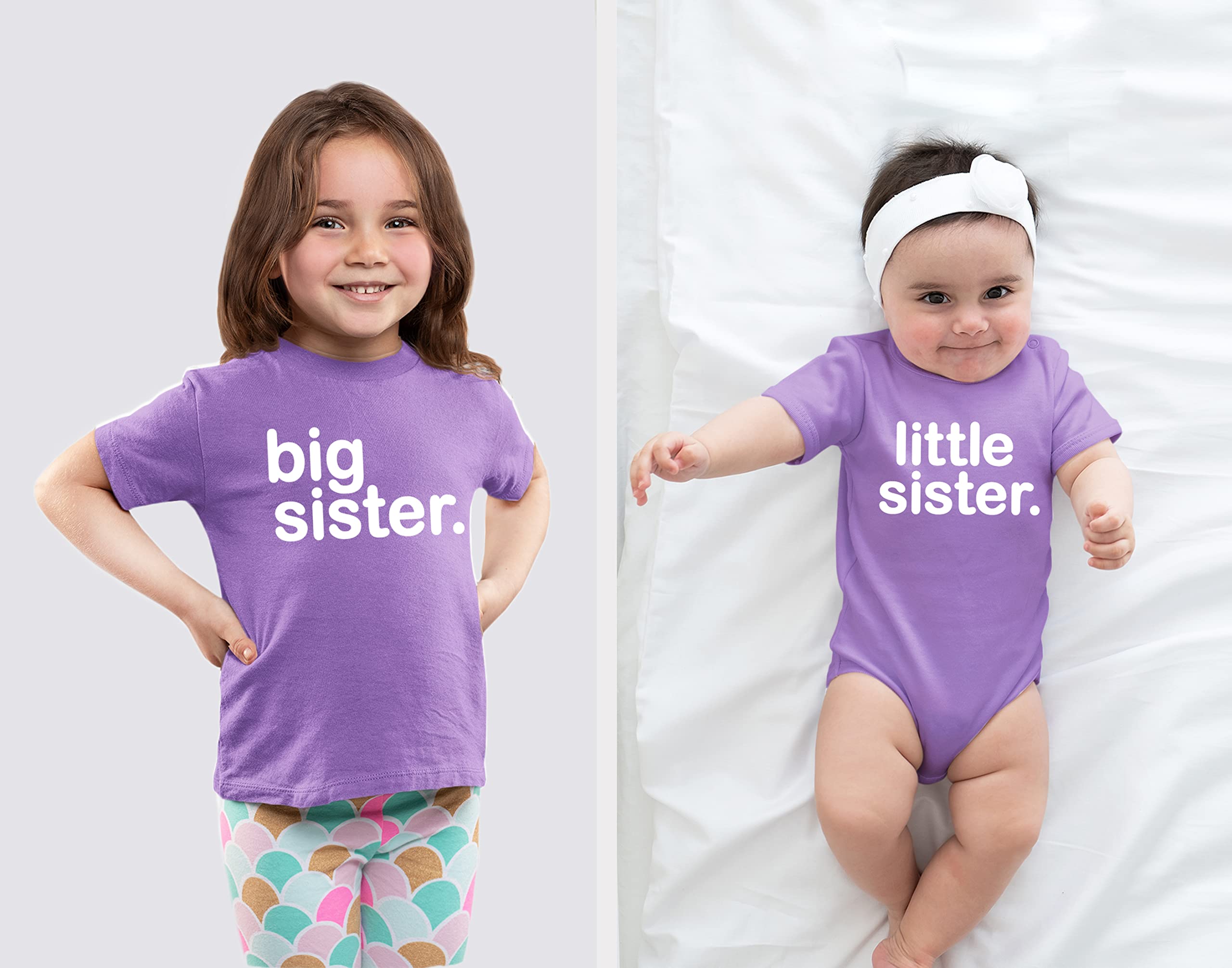 Big Sister Little Sister Matching Outfits - Cute Toddler & Newborn Girl Shirts Set for Sibling Photos, Family Events & Special Occasions