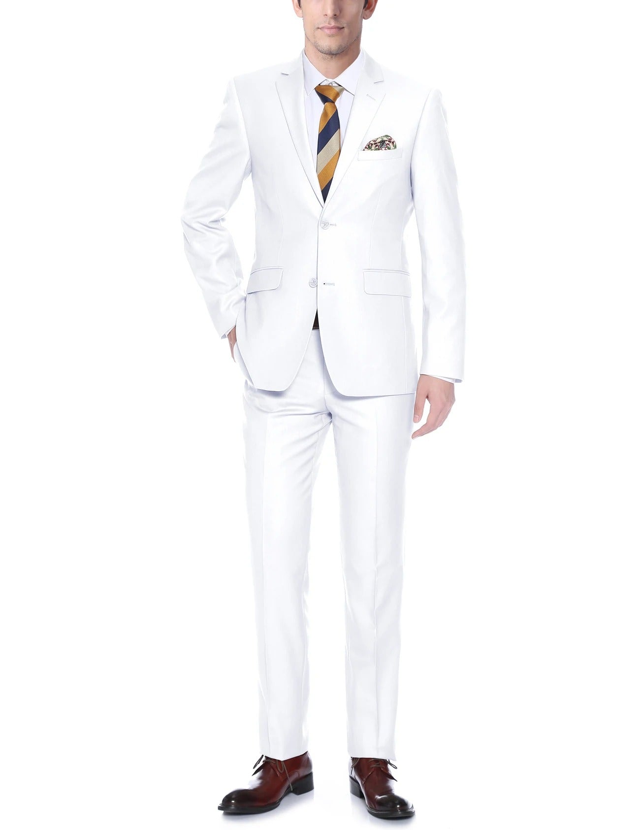 Alessandro Vitello by Renoir White 2-Piece Classic Fit Single Breasted Notch Lapel Suit 2016 | Premium Men's Formal Wear for Weddings, Business Meetings & Special Occasions