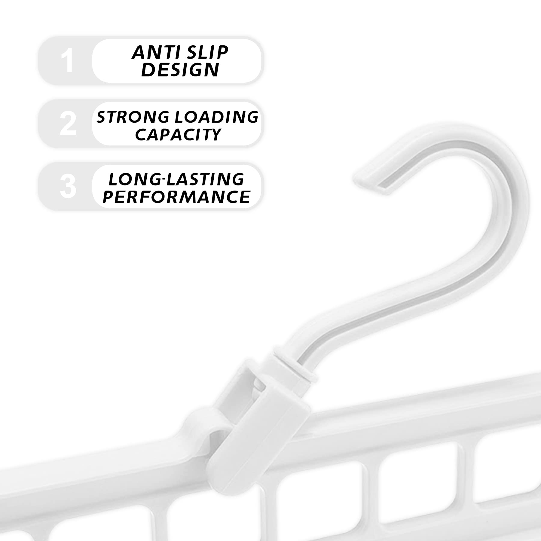 5 Pack Multifunctional Space Saving Closet Organizer Hangers - Durable White Plastic Hooks for Shirts, Dresses & Clothes Storage - Perfect for Bedroom, Closet & Wardrobe Organization