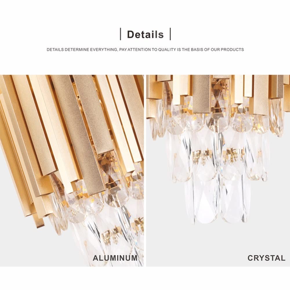 Crystal Wall Sconce Lamp - Gold Metal Wall Lighting Fixture with E14 Base, Geometric Home Decor for Living Room, Bedroom & Hallway | Elegant Wall Mounted Lamp for Bedside & Entryway Lighting