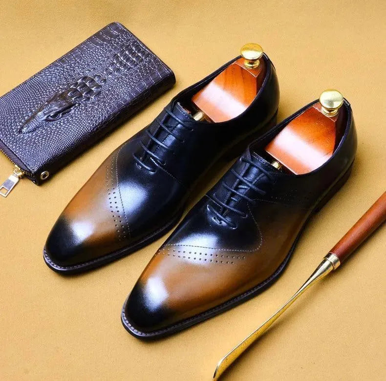 Premium Men's Dress Shoes - Salvatore Genuine Leather Oxford Shoes for Business, Formal & Wedding Events