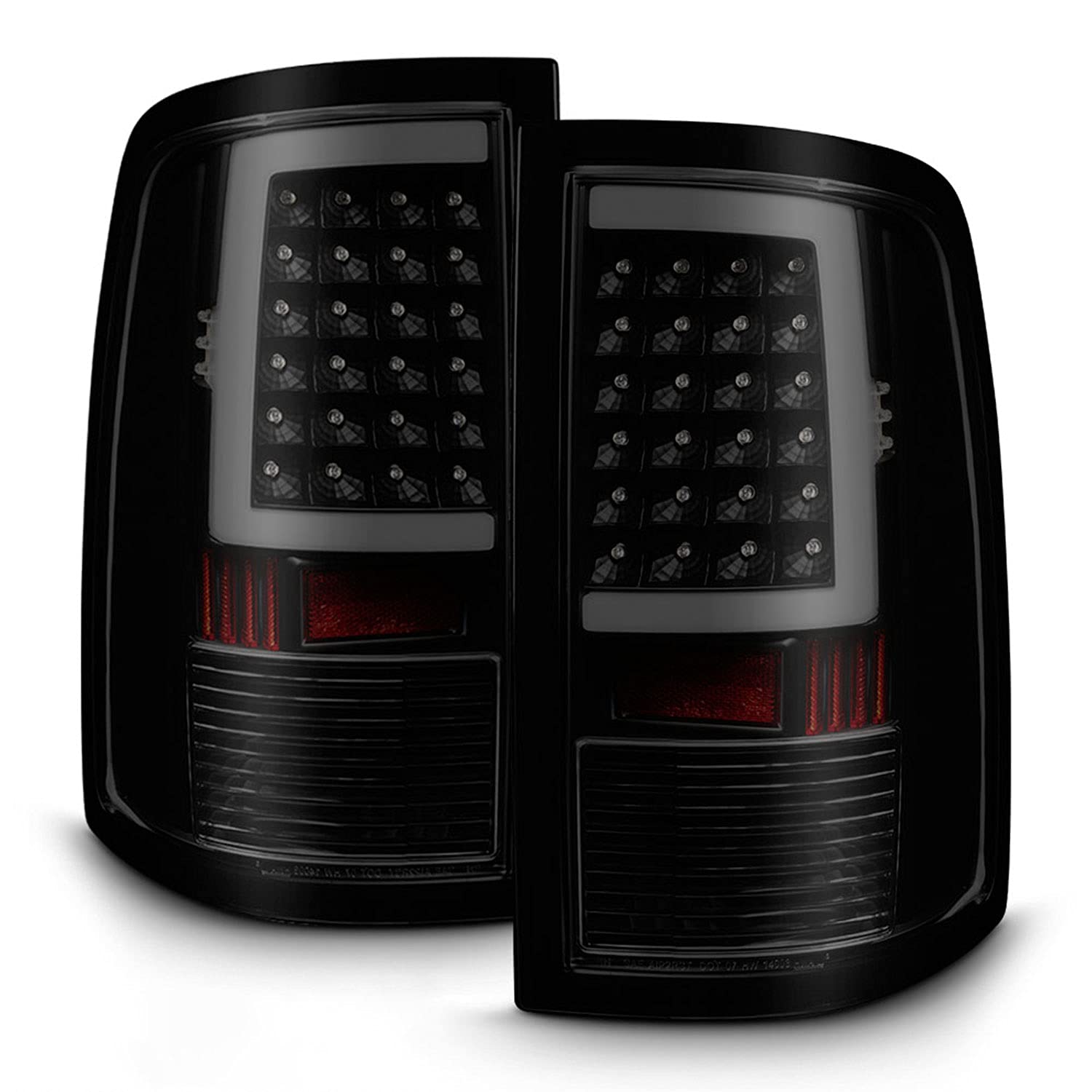 AKKON LED Headlights & Tail Lights for 2009-2018 Ram 1500/2500/3500 - Black Smoke Halo Projector Headlamps with C-Tube LED Brake Lamps - Upgrade Your Truck's Style & Visibility for Night Driving & Off-Road Adventures