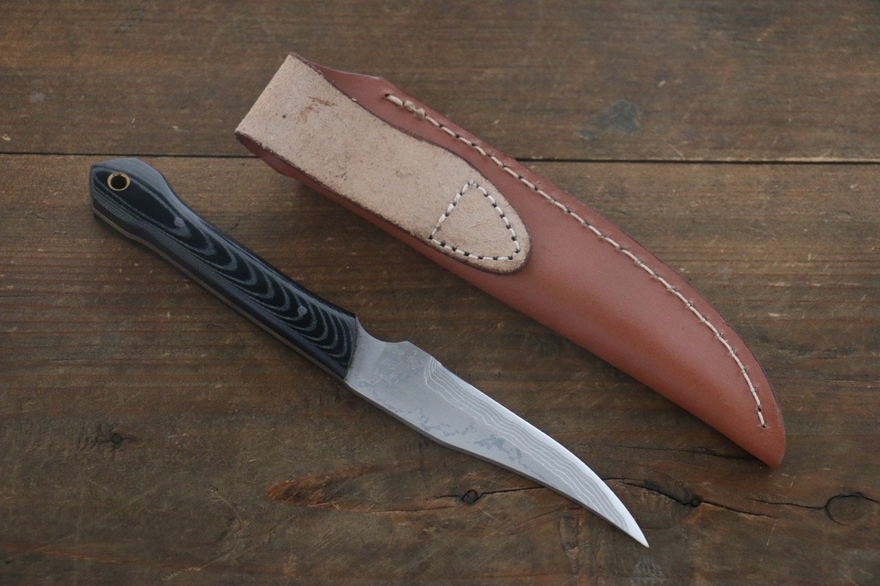 Premium Kazuo Nomura White Steel No.2 Hunter Knife - 100mm Blade with Black Micarta Handle - Ideal for Outdoor Camping, Hunting, and Bushcraft Activities