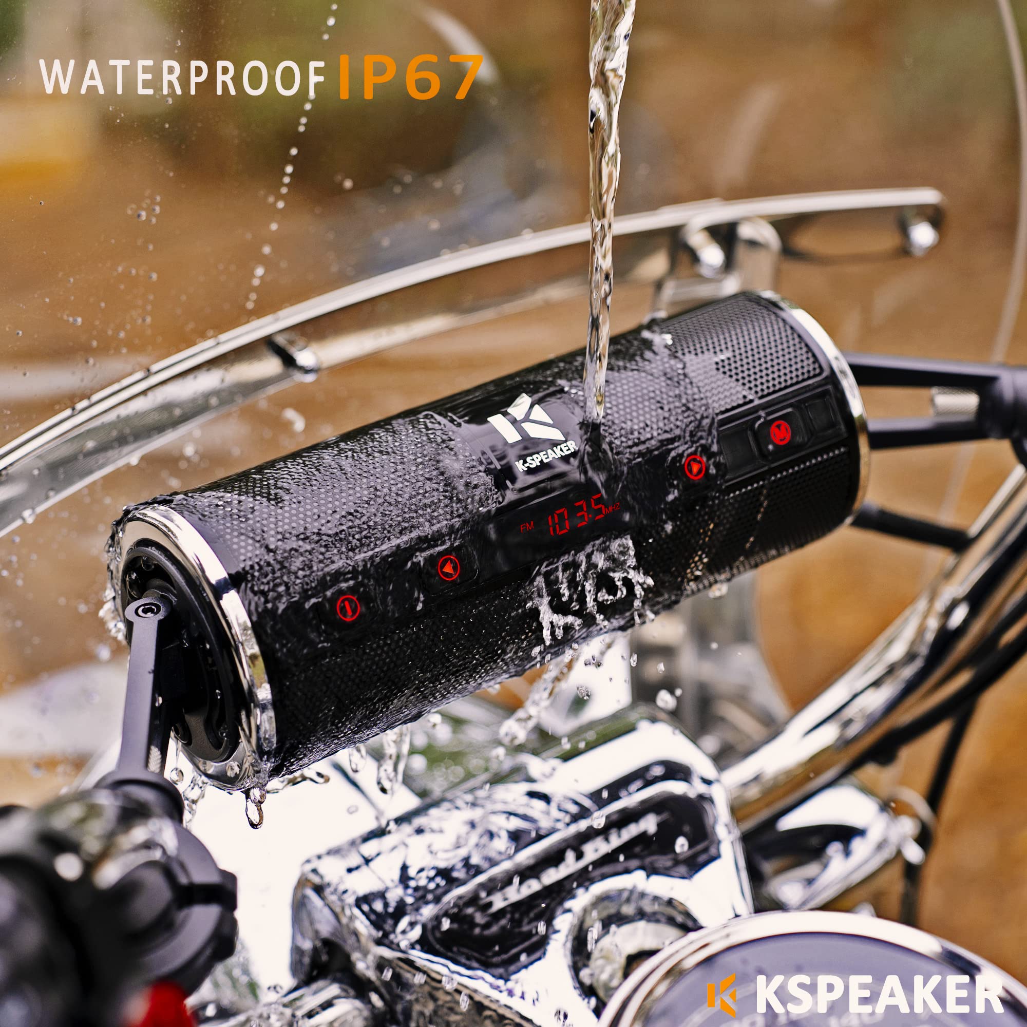 Waterproof Bluetooth Motorcycle Speakers with Built-in Amplifier - 3 Inch Metal MP3 Player for ATV, Scooter, 12V Vehicles (K2BL) - Perfect for Outdoor Rides & Road Trips