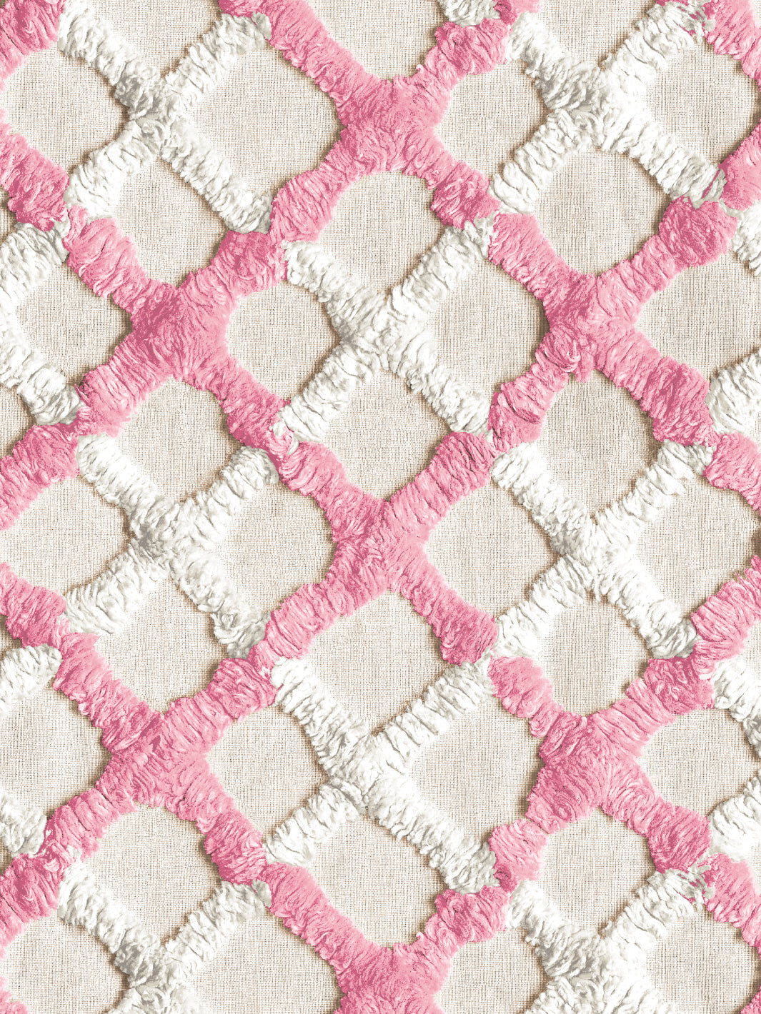 Chris Benz Pink Chenille Quilt Wallpaper - Soft Textured Floral Design for Bedroom & Nursery Decor