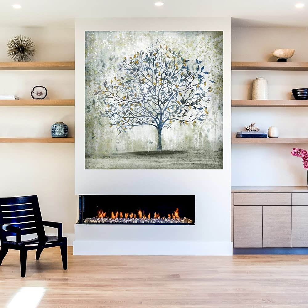 Falling Leaves Canvas Wall Art - Handmade Fine Art Painting by Heather Hayes - 37x37 Inches - Ready to Hang - Perfect for Living Room, Bedroom, Office Decor - Autumn Home Decor & Seasonal Wall Art for Cozy Interior Design